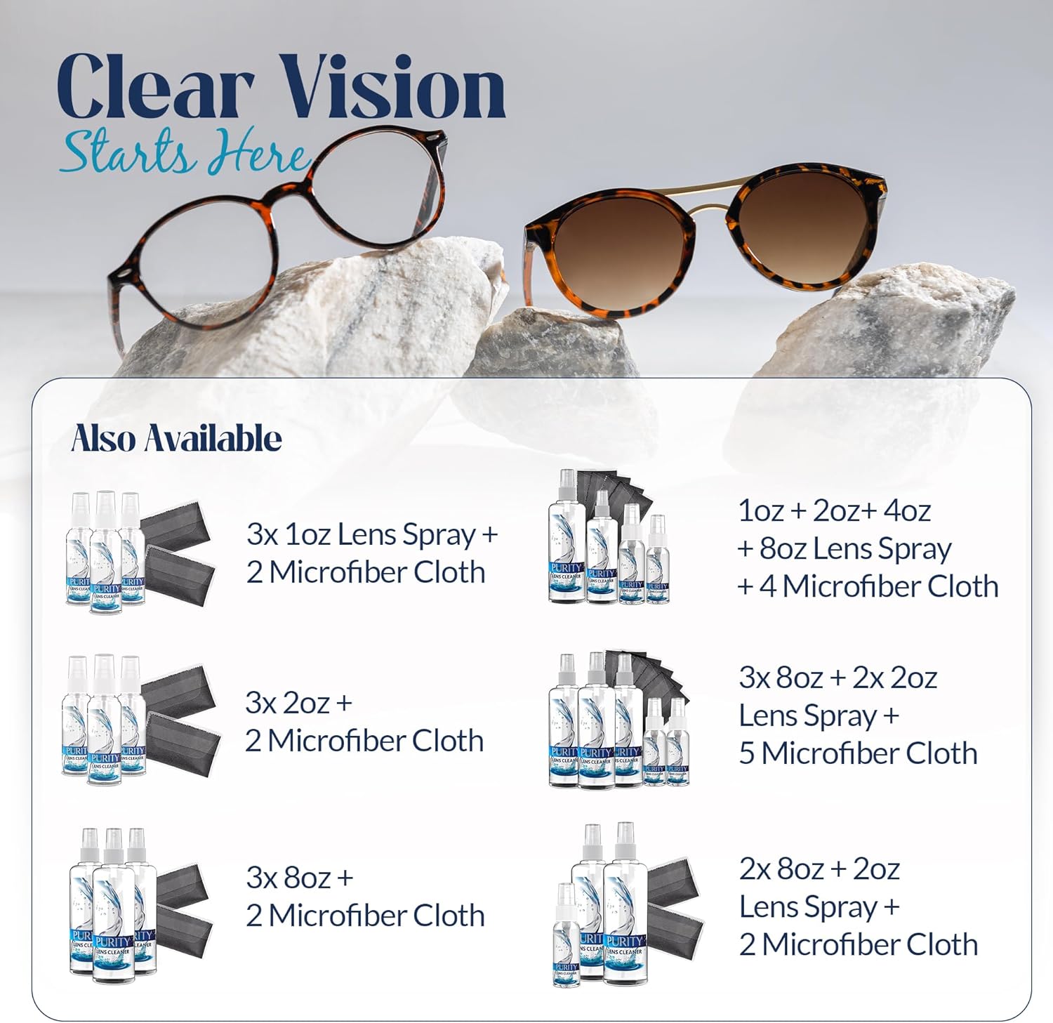 Purity Eyeglass Lens Cleaner Kit - Safe for All Lenses