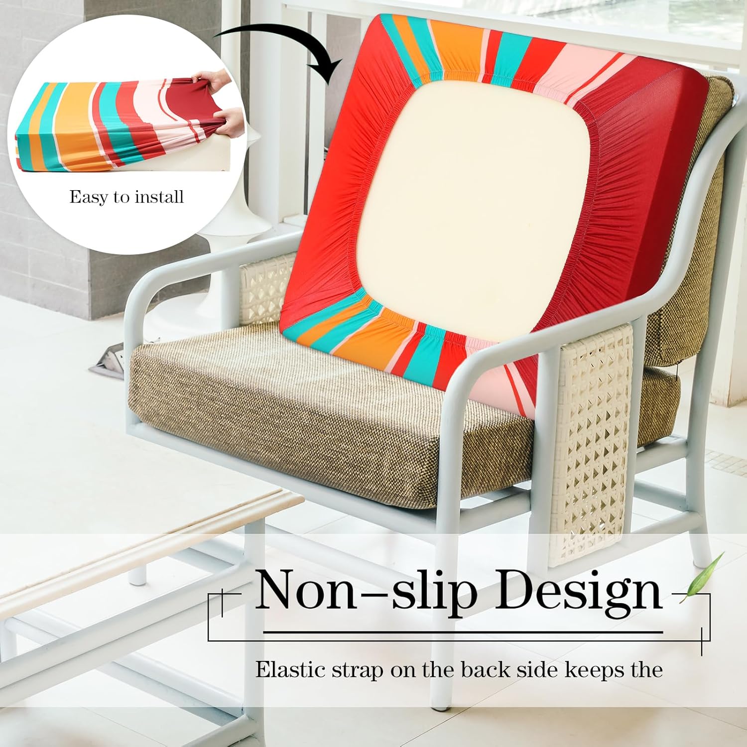 Newwiee 8 Pcs Stretchy Patio Cushion Covers