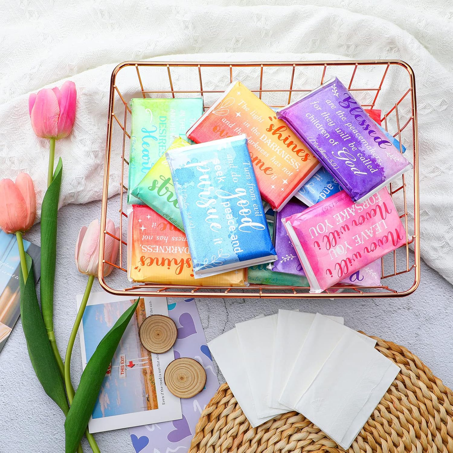24 Pack Inspirational Tissue Set for Travel and Events