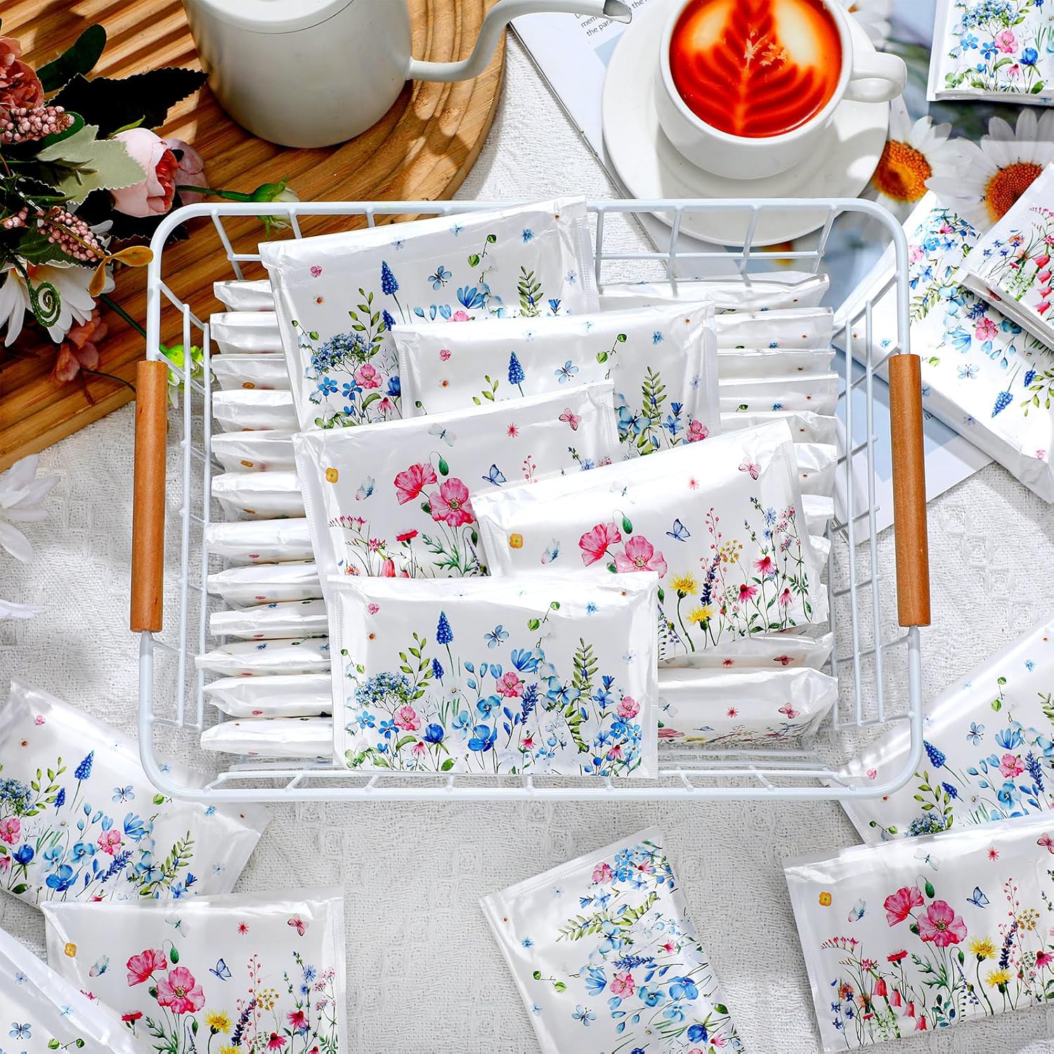 50 Pack Wildflower Pocket Tissues Floral Design 3 Ply