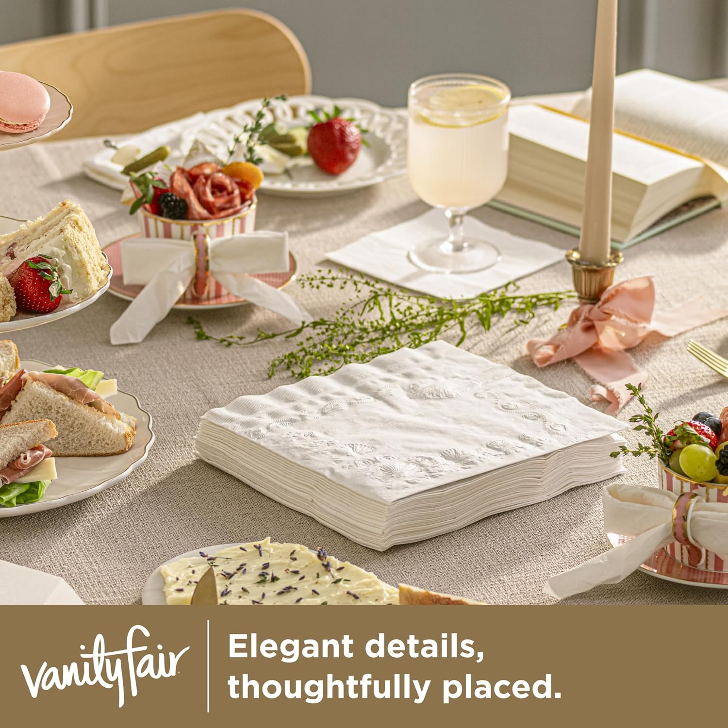 Vanity Fair Beverage Paper Napkins 40 Count 49x49