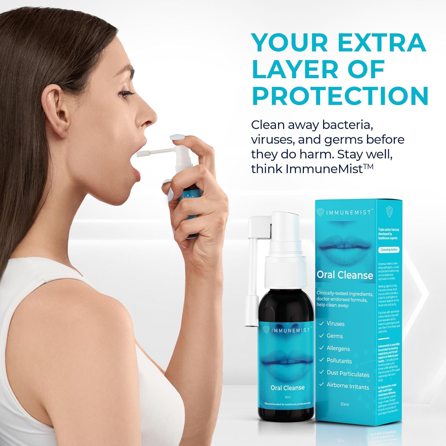 ImmuneMist Oral Cleanse - Iodine Throat Spray for Cold Relief