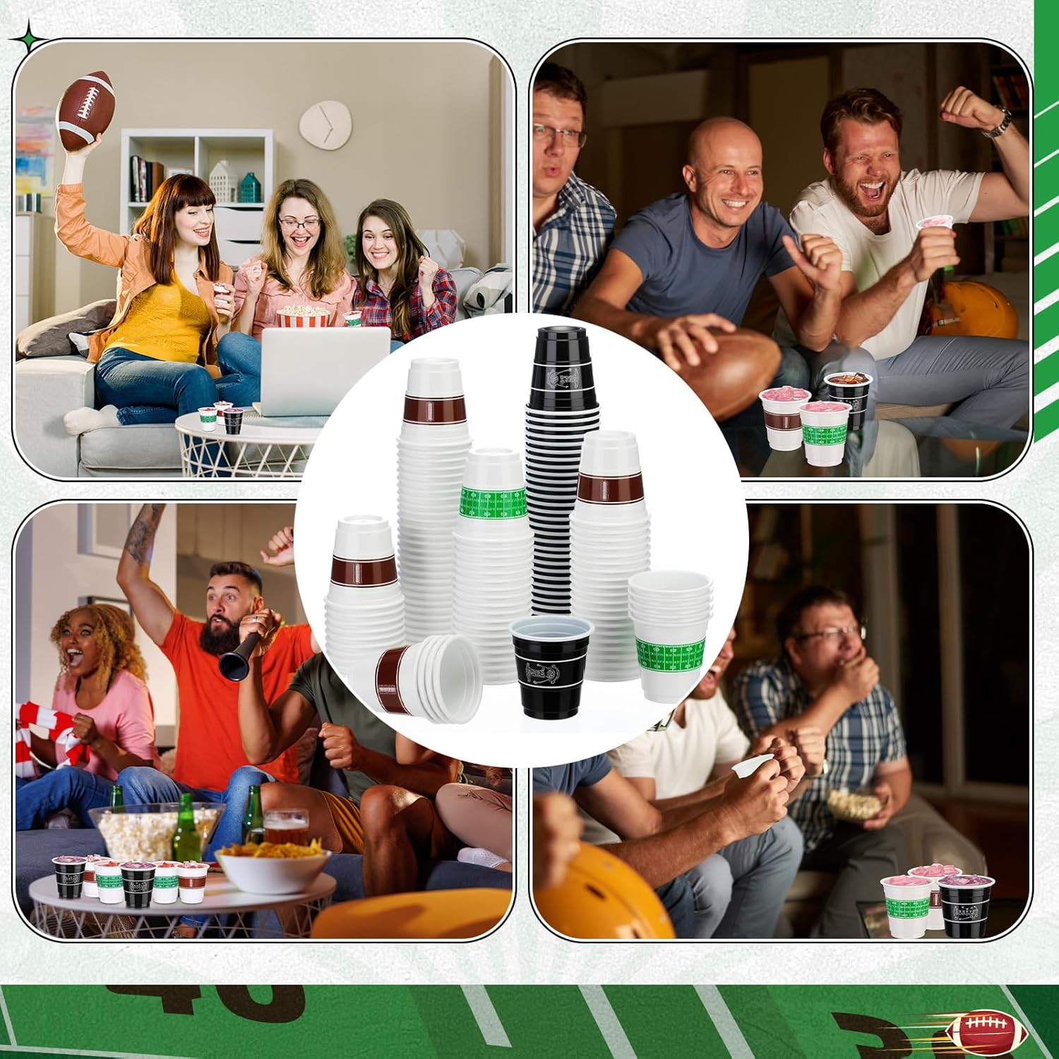 Baderke 100 Pcs 2 Oz Football Shot Glasses for Parties