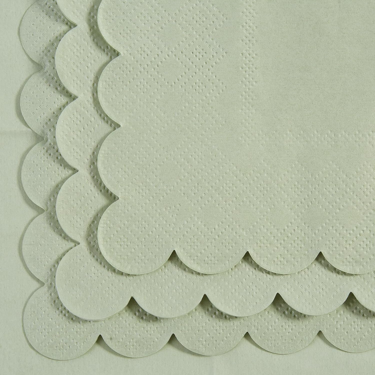 100 Pack Scalloped Edged Cocktail Napkins Sage Green