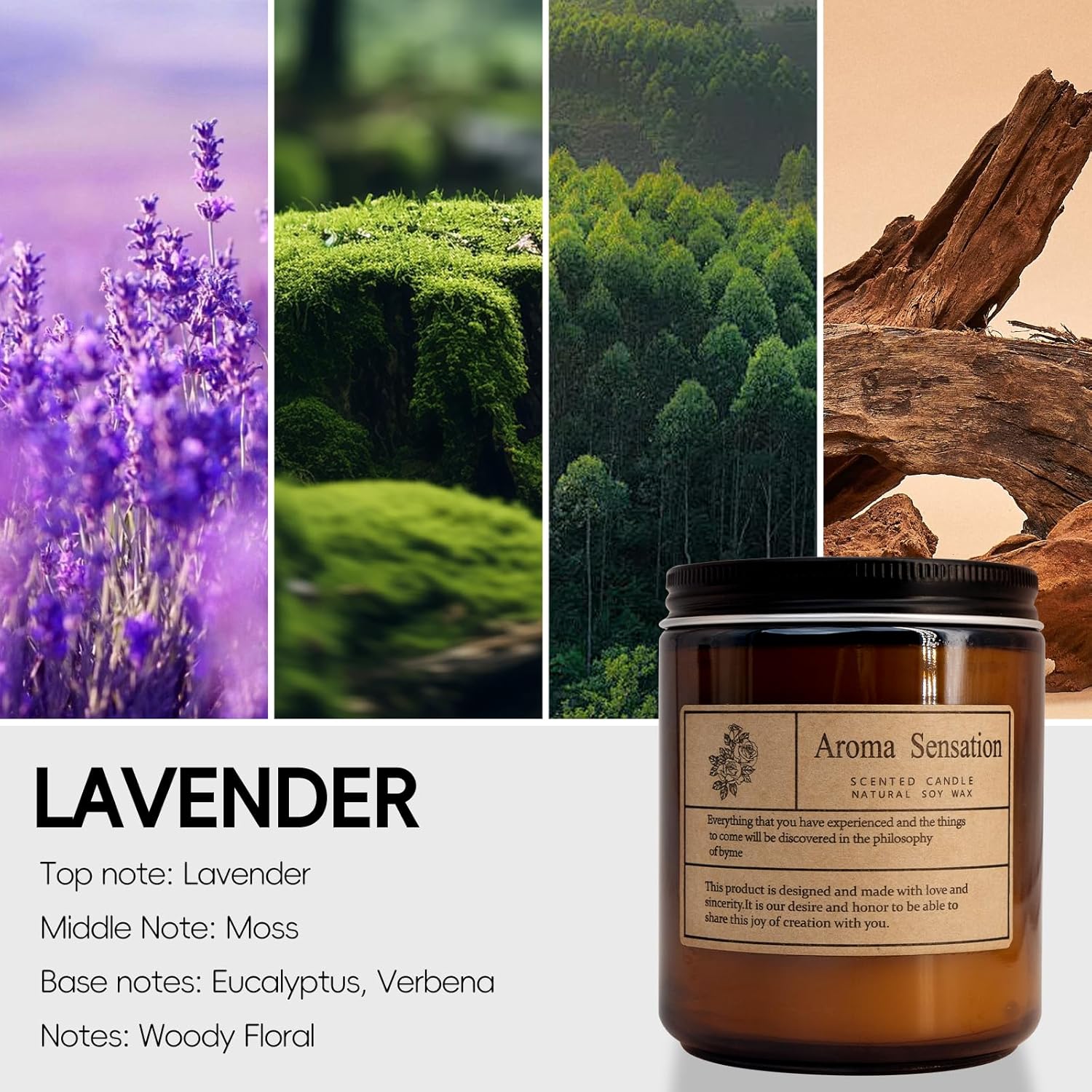 Organic Lavender Soy Candles for Home Stress Relief and Meditation 7oz