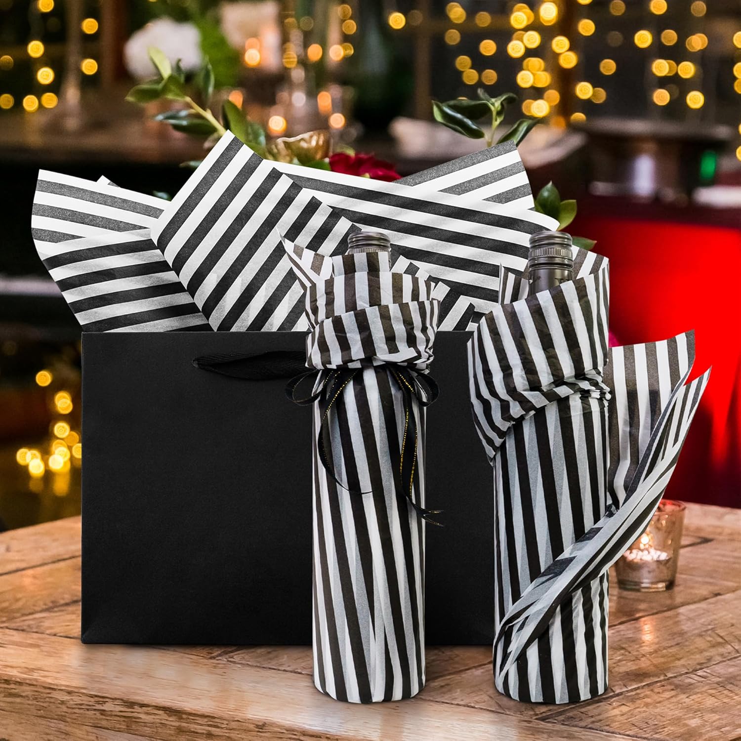 MR FIVE 60 Sheet Black Stripe Tissue Paper 14x20