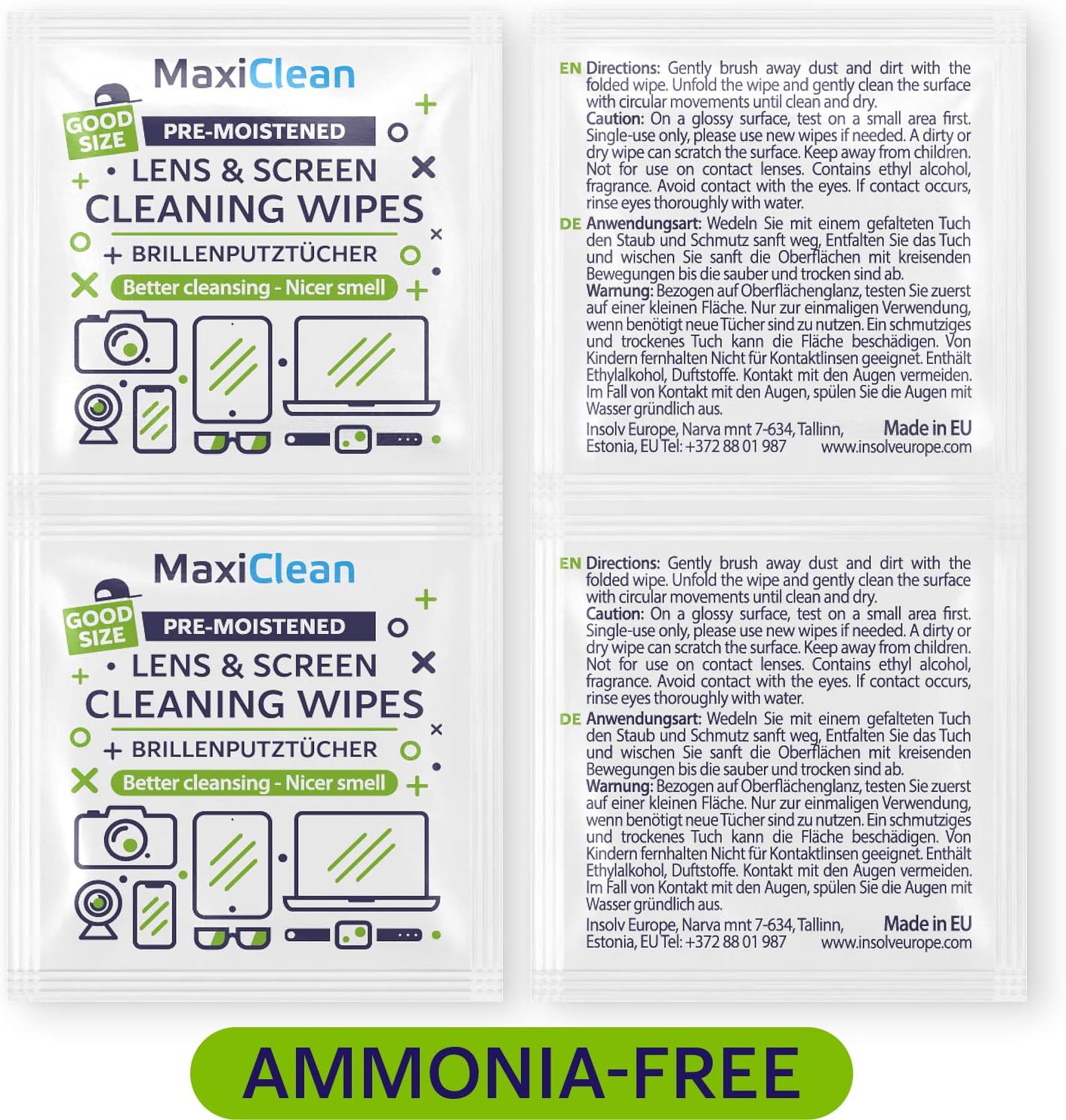 440 Pack Lens Wipes for Eyeglasses and Screens