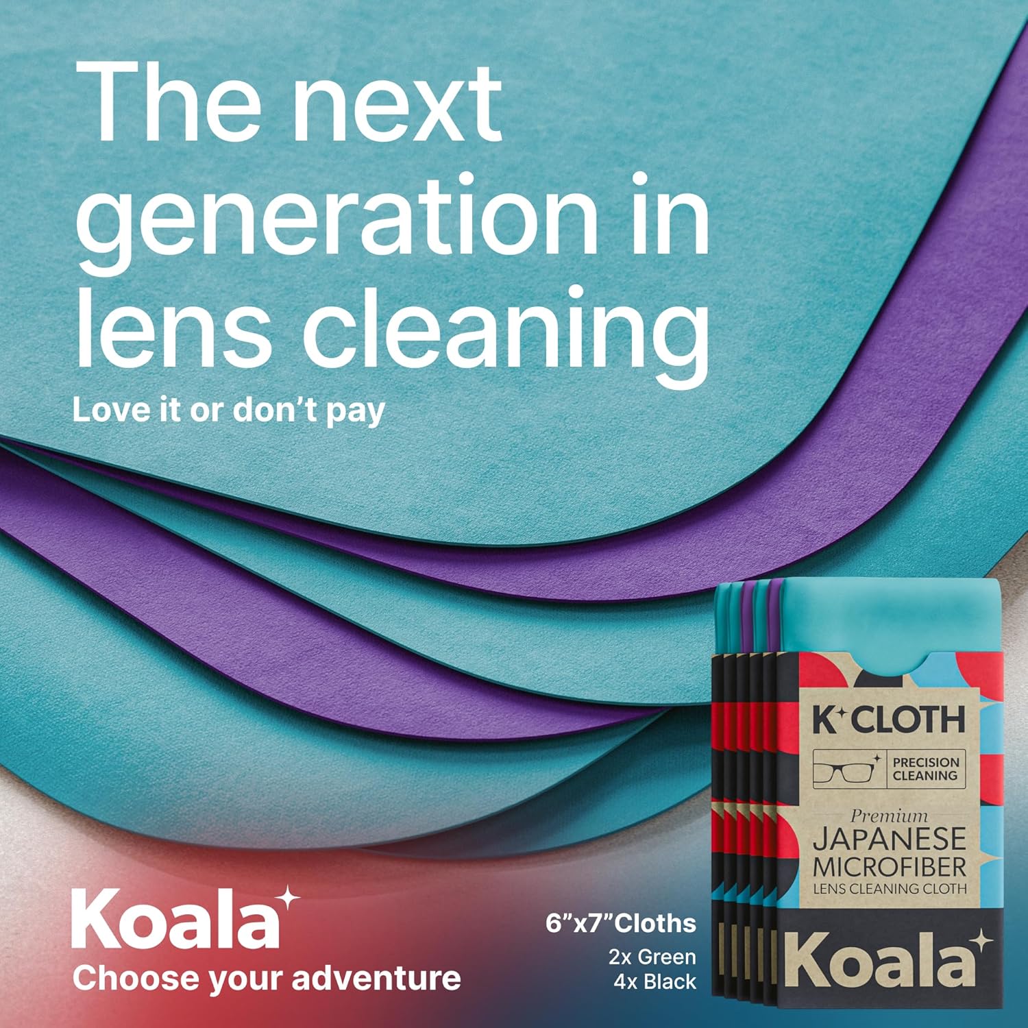 Koala Lens Cleaning Cloth Pack of 6 Blue Purple