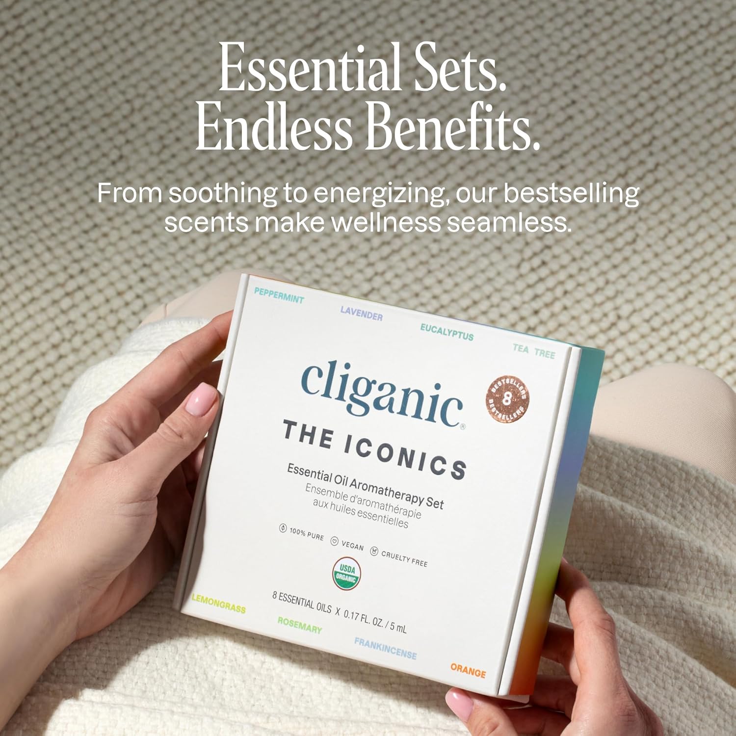 Cliganic Organic Essential Oil Gift Set - 8 Premium Oils