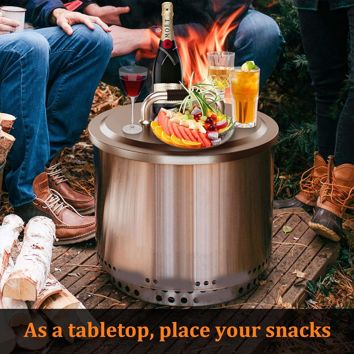 Uniflasy Fire Pit Lid for Solo Stove Yukon 27 Round Stainless Steel