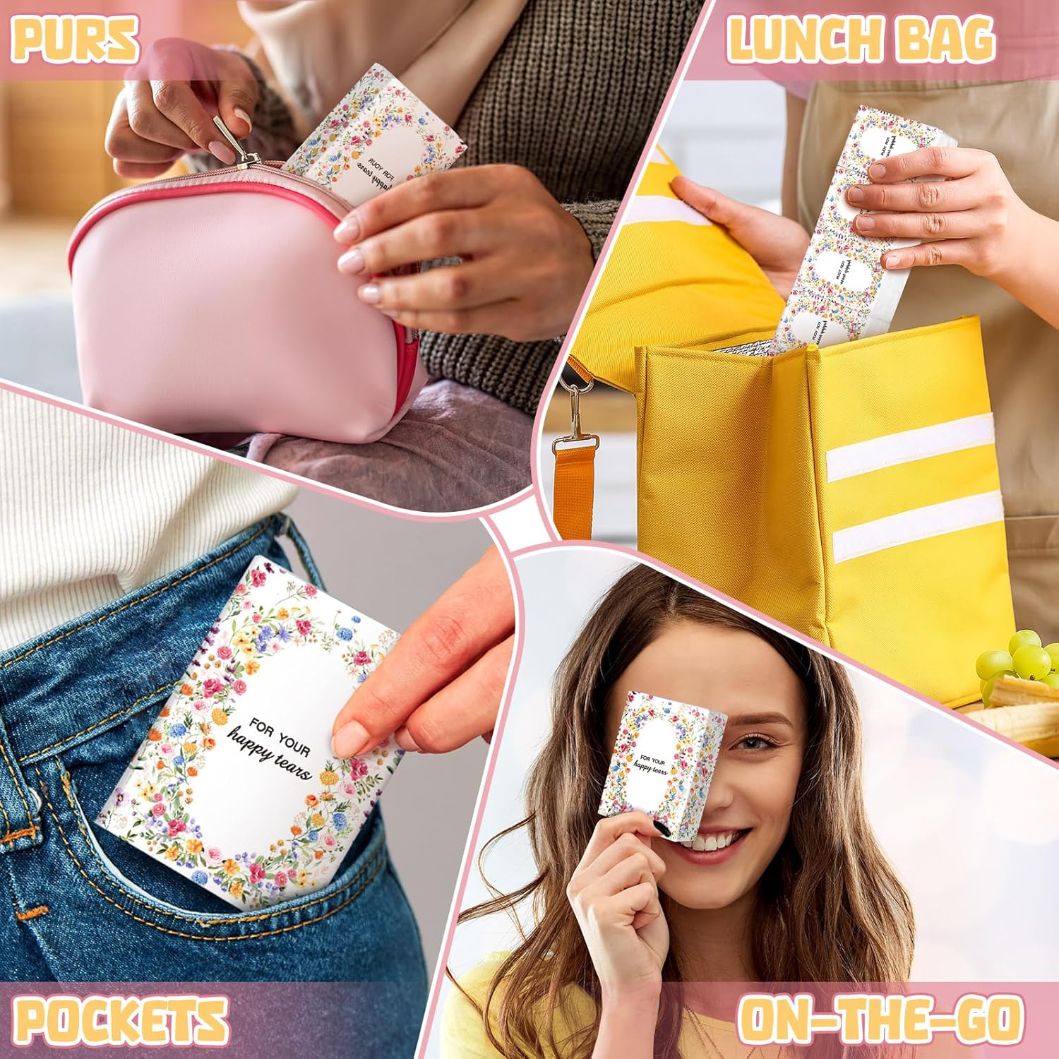 Therwen 100 Pack Wedding Tissues with 3 Ply Bright Design