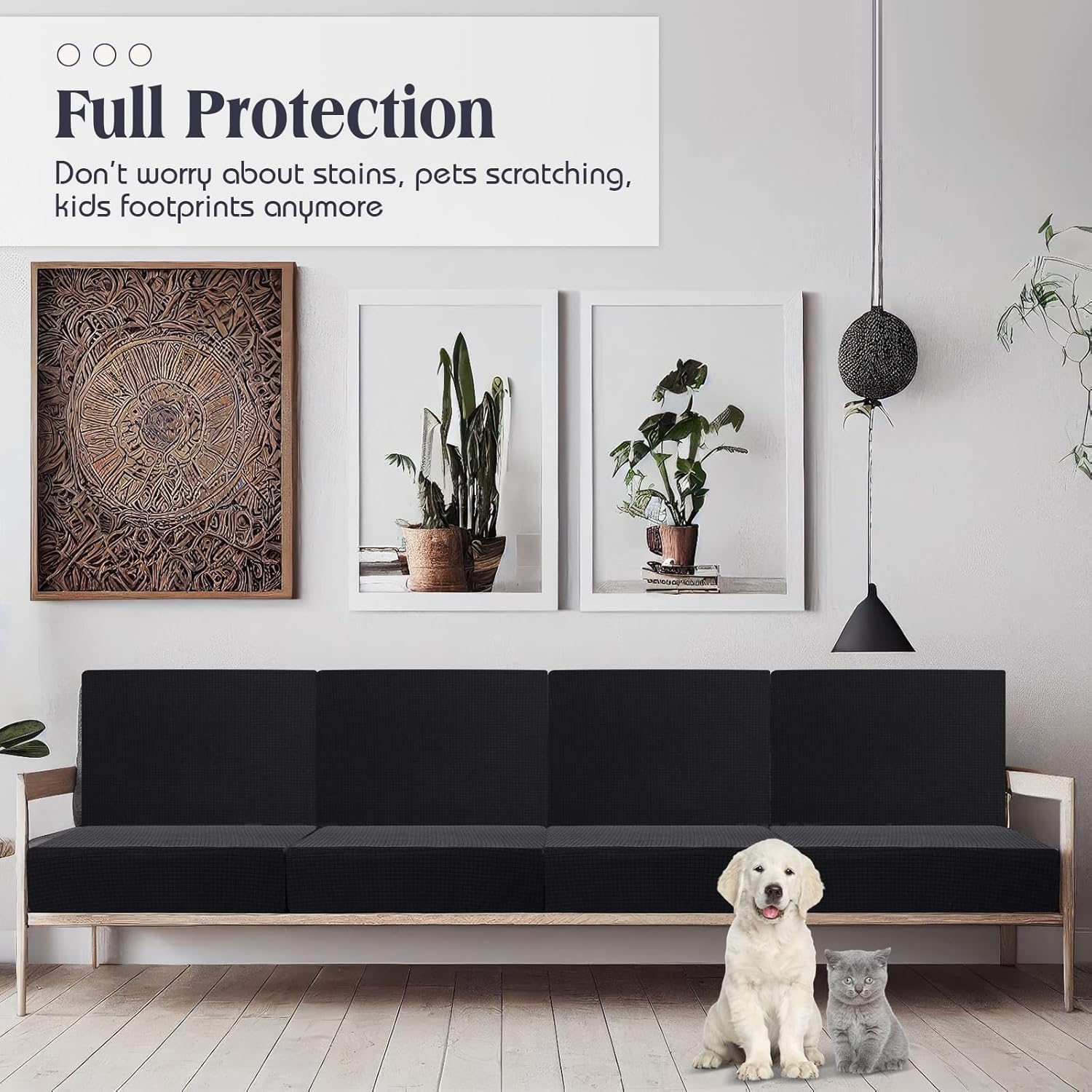 Newwiee 8 Piece Outdoor Cushion Covers Black