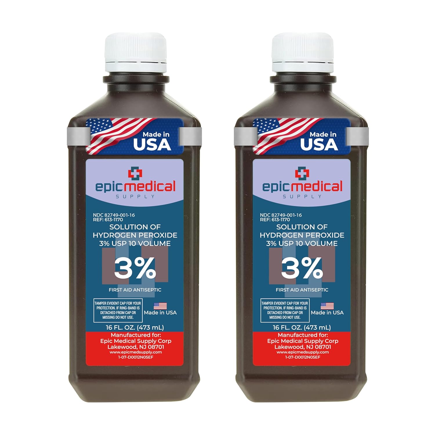 Epic Medical Supply 3 Hydrogen Peroxide Solution 16oz Pack of 2