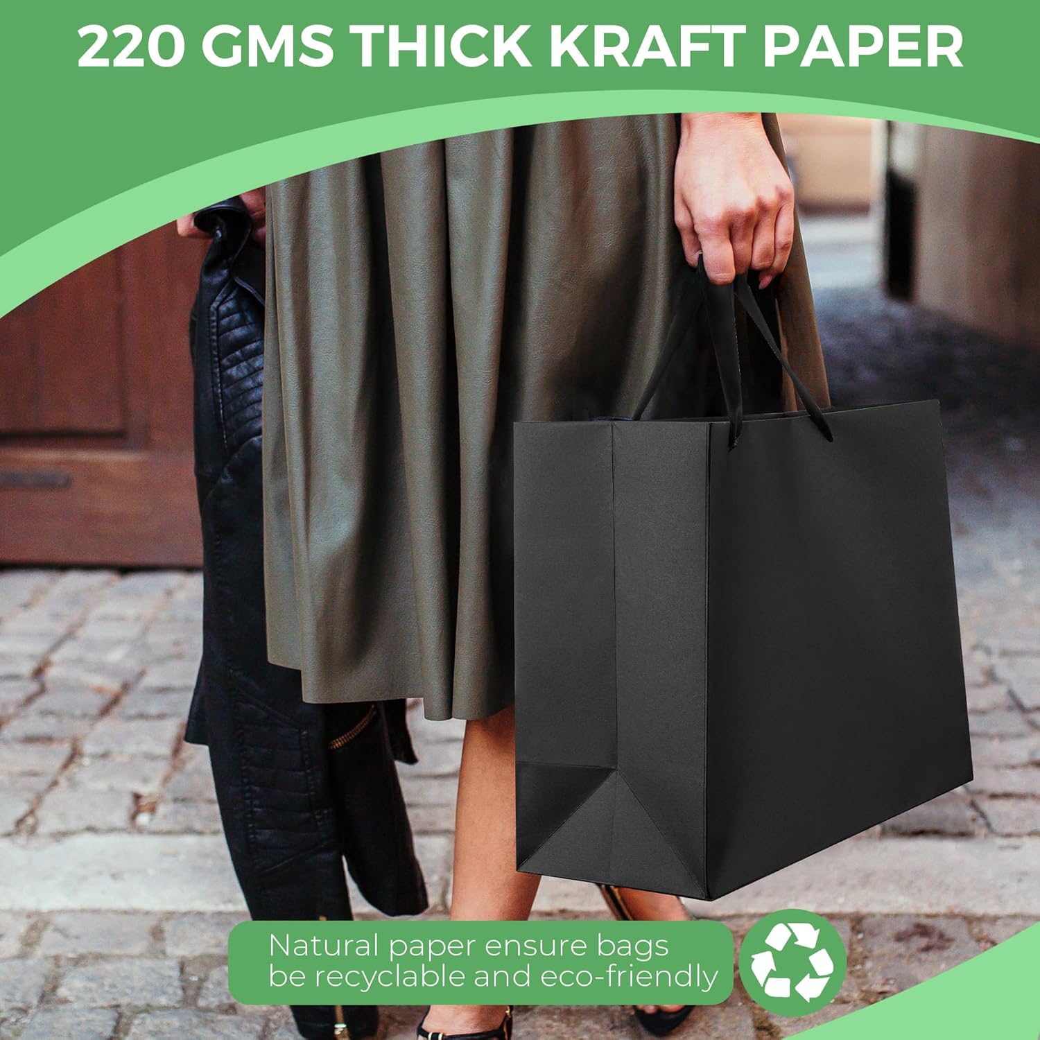 MOXARYSU Extra Large Black Gift Bags 3pcs with Handles