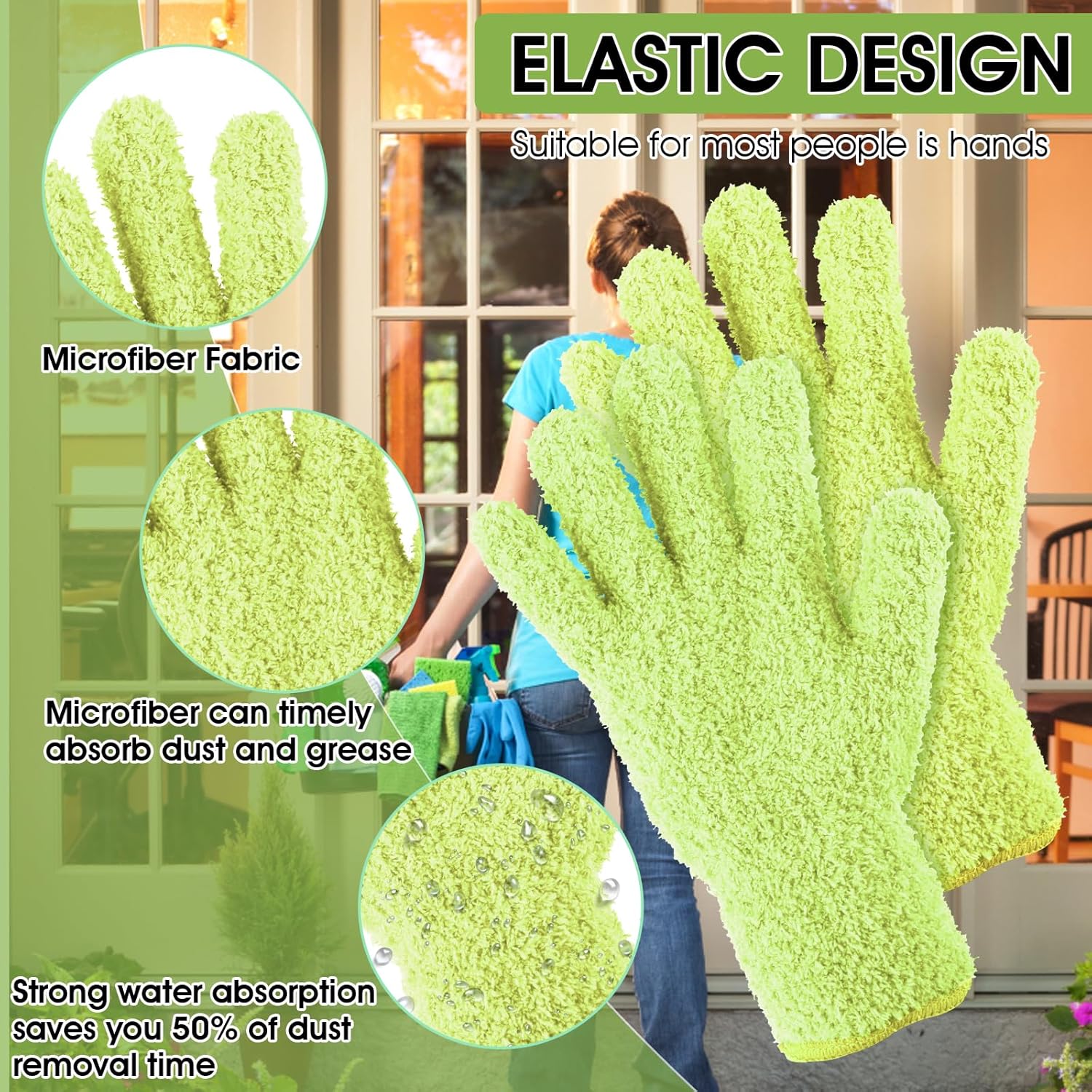 Sibba 2pcs Microfiber Dusting Mitt Gloves for Cleaning