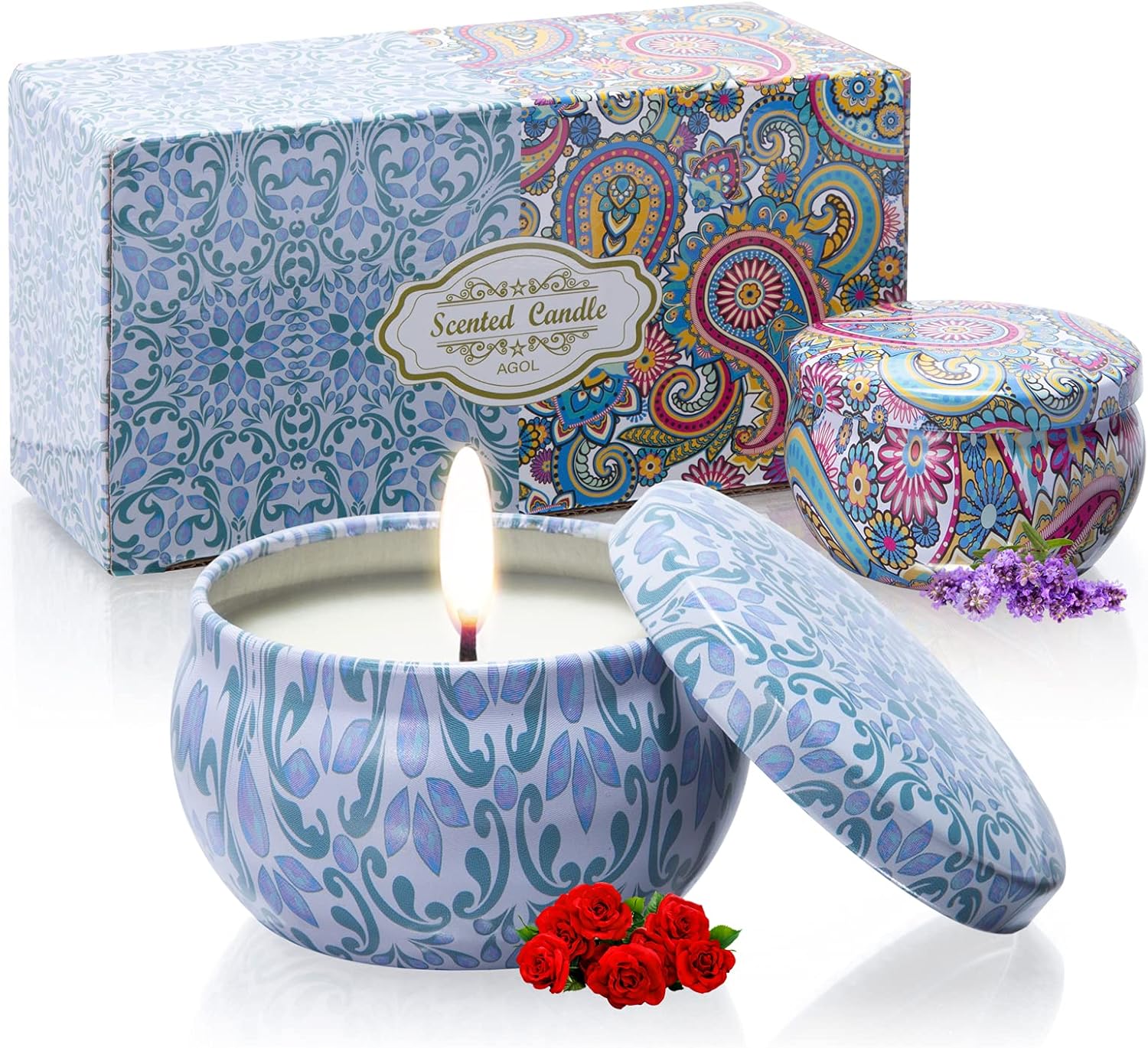 2 Pack Natural Soy Candles with Floral Scent