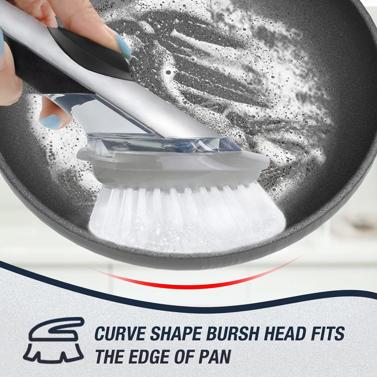 Shadowgallery Palm Brush Refill - 1 Count White PlasticNylon Bristles Plastic Handle Dish Utensils