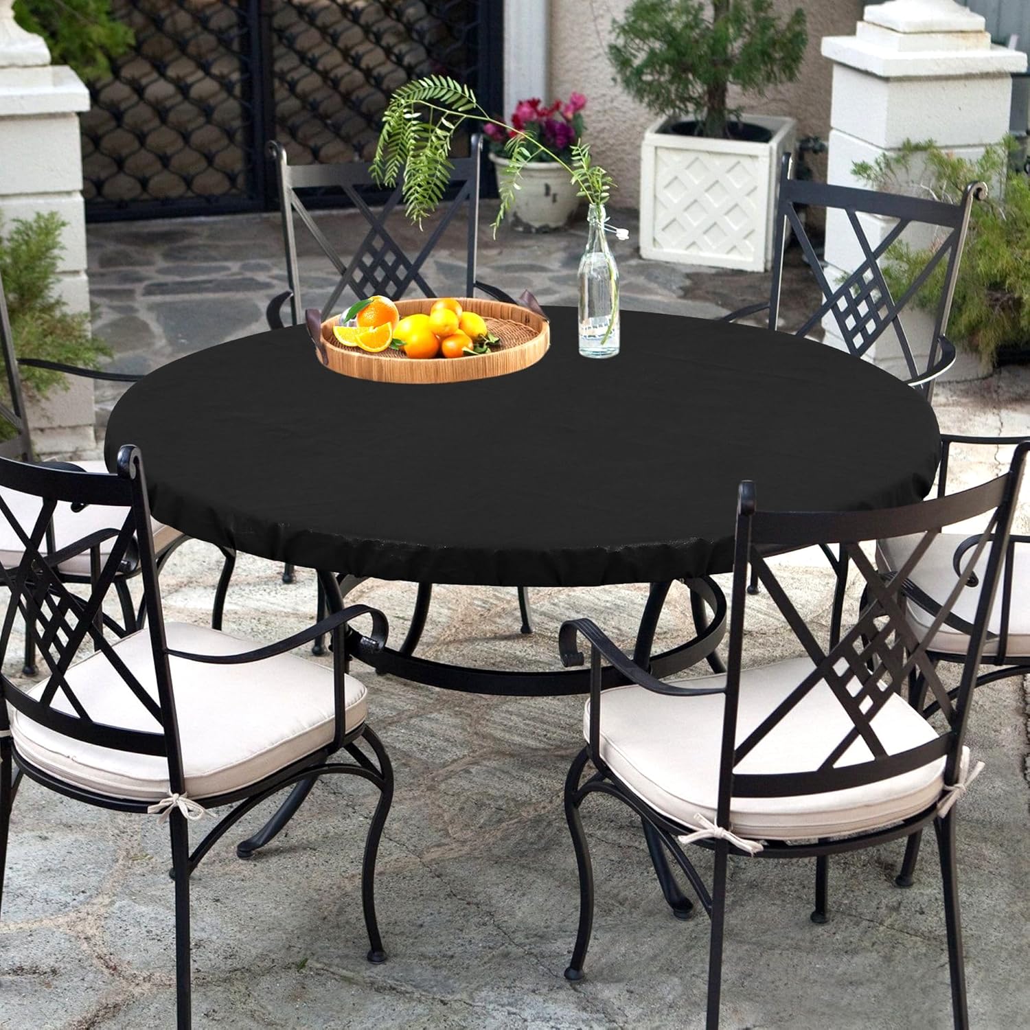 Lushvida Waterproof Table Cover with Elastic Edges 2PCS Black
