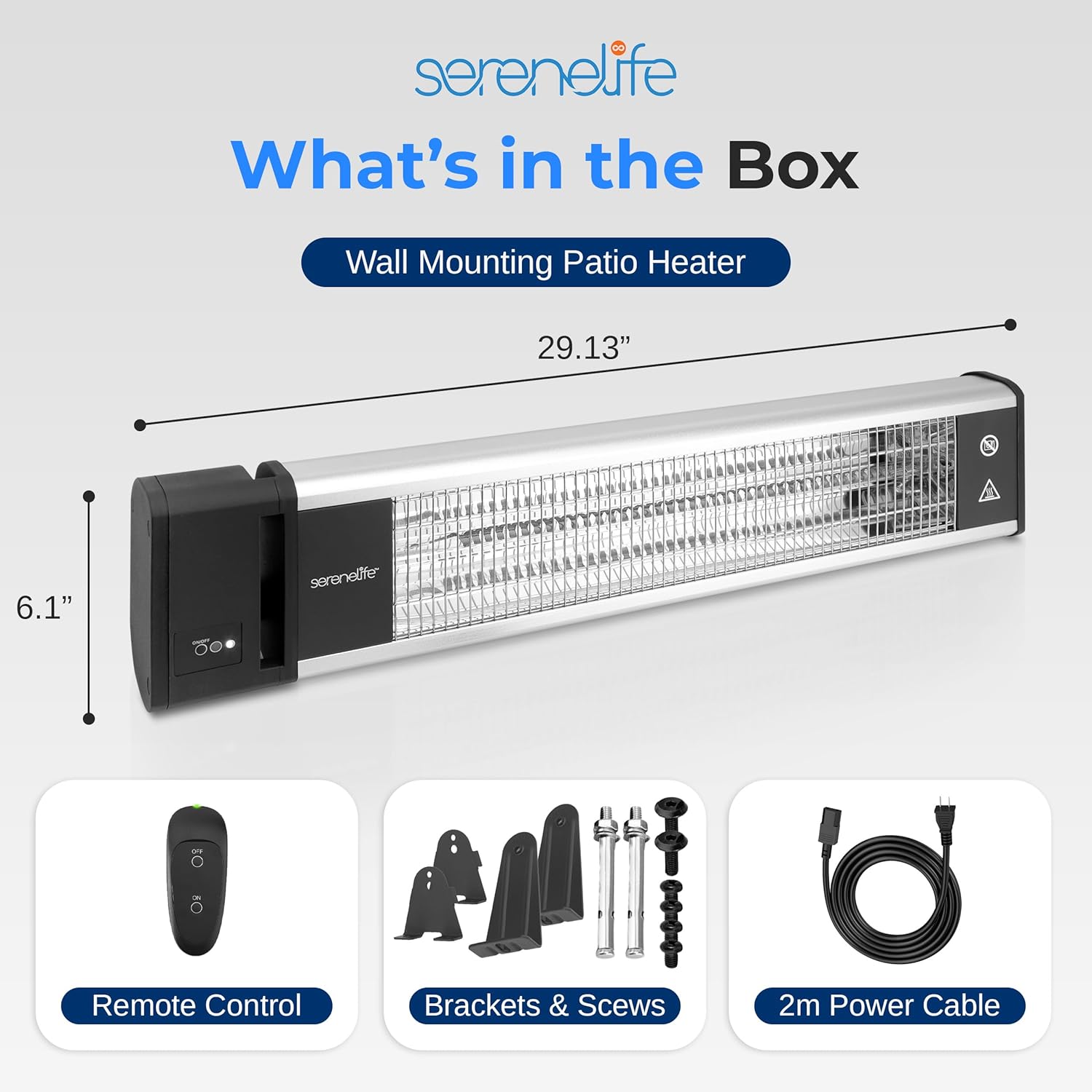SereneLife Infrared Wall-Mounted Heater with Remote 1500W