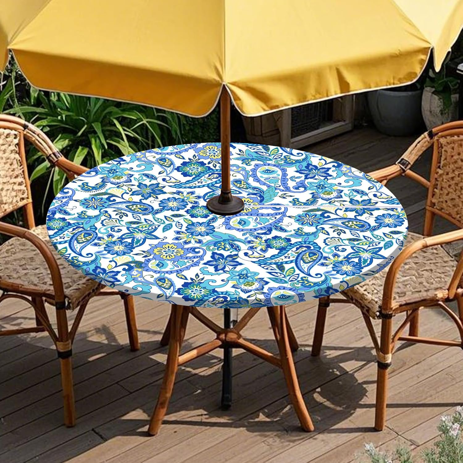 Vaukki Waterproof Zippered Tablecloth for 36-44 Inch Round Tables