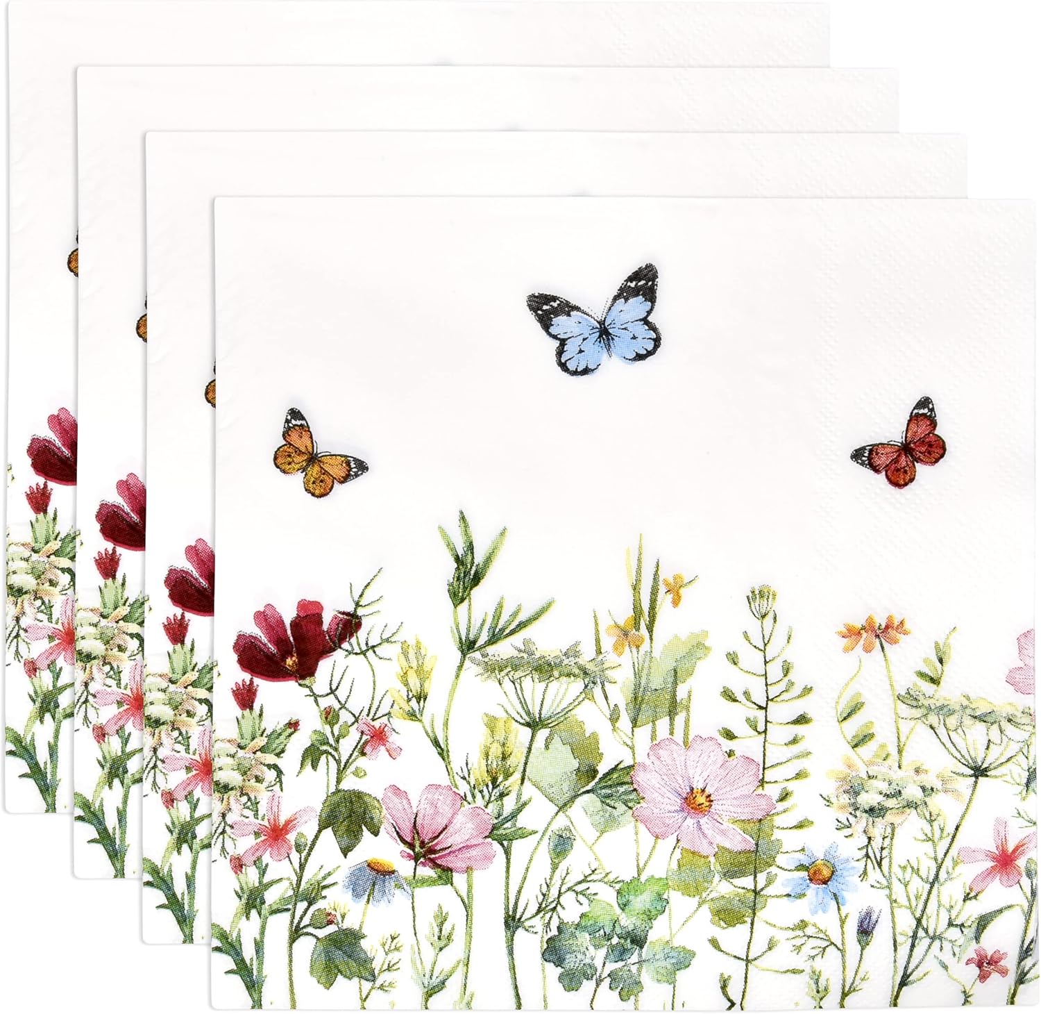 Gift Boutique 100 Spring Floral Napkins with Butterflies