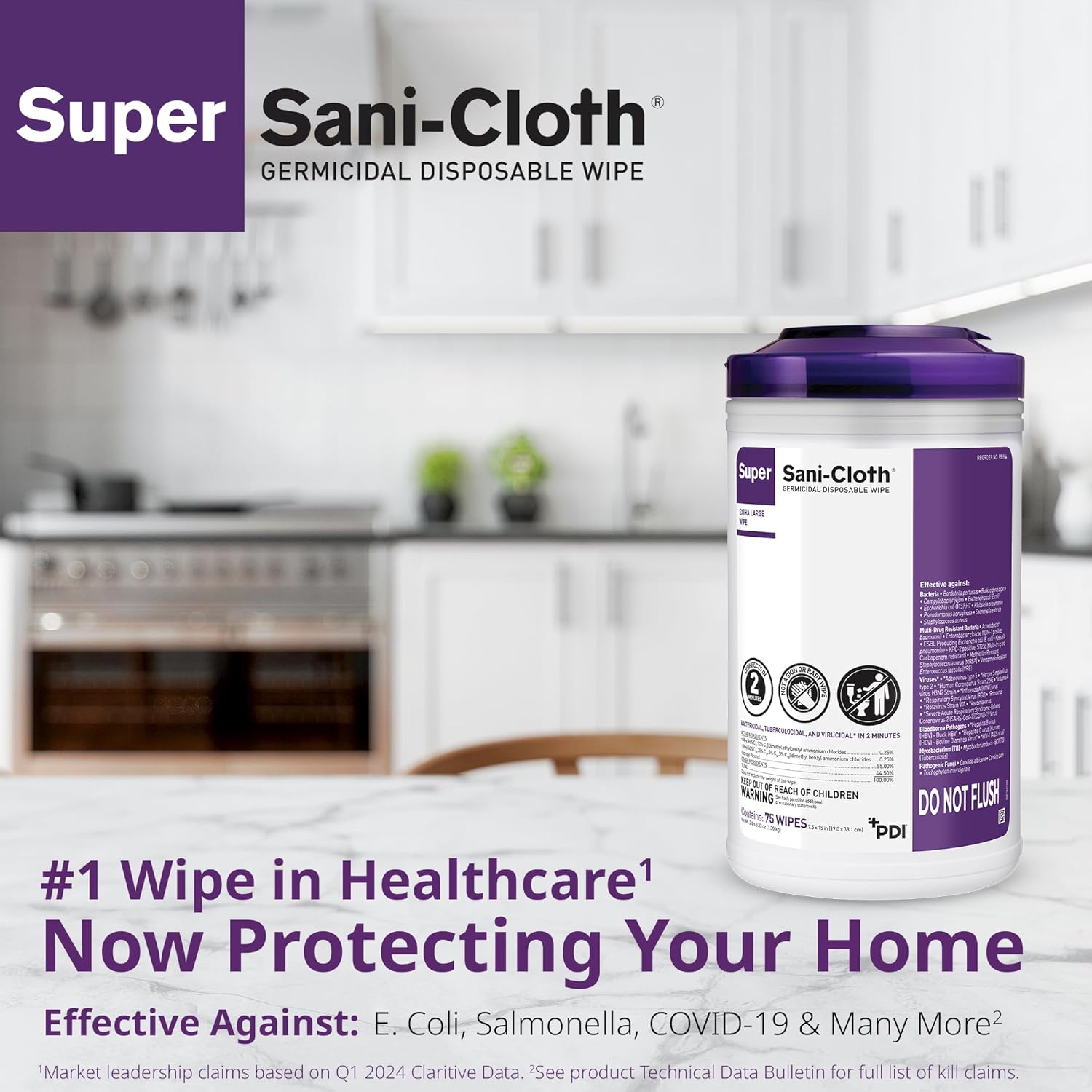 Super Sani Cloth Germicidal Disposable Wipe 5x8