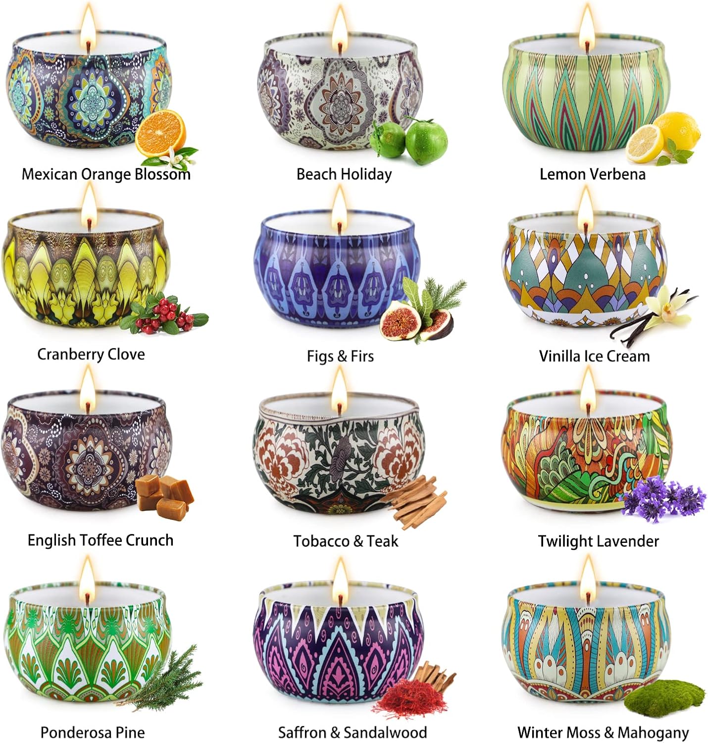 Scented Candles Gift Set 12 Pack Aromatherapy