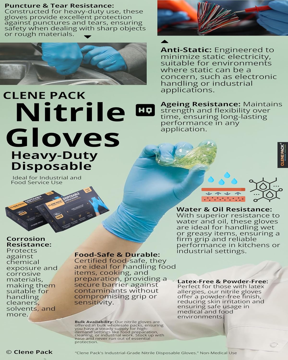 Heavy-Duty Nitrile Gloves 4Mil 9in Food Safe Blue 1000pcs