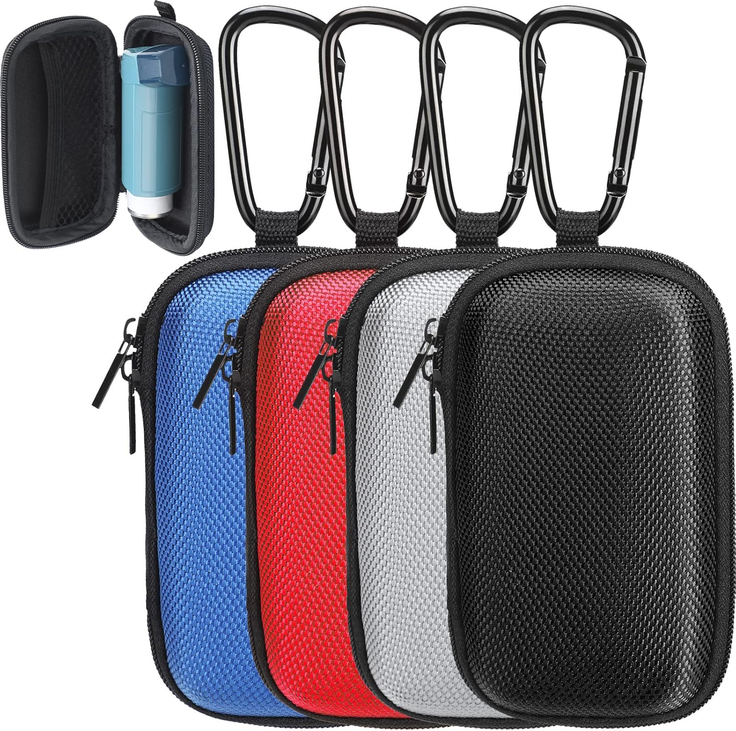 Woanger 4Pcs Asthma Inhaler Holder Travel Case