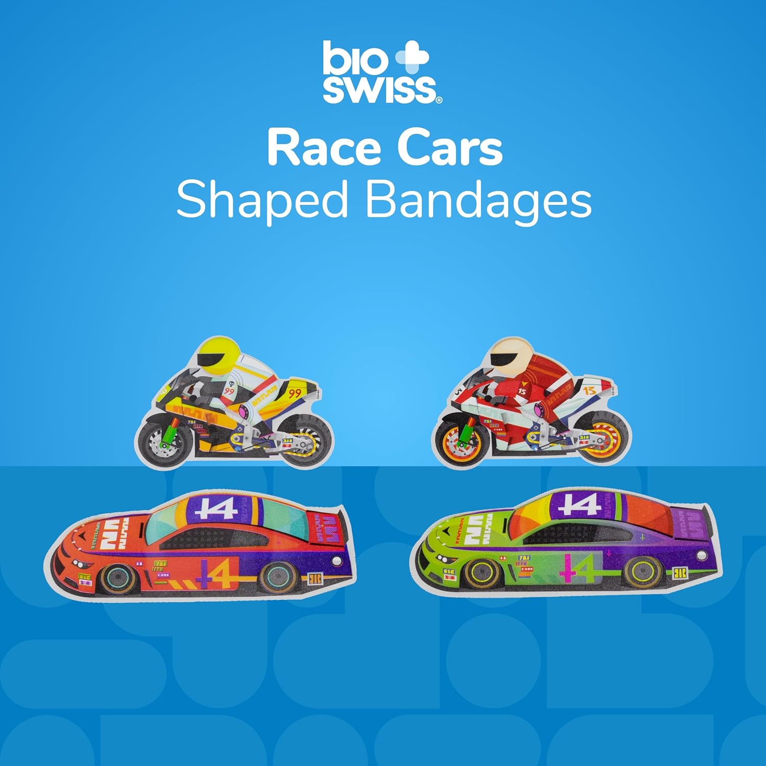BioSwiss Adhesive Bandages Race Car Shaped 50 Count