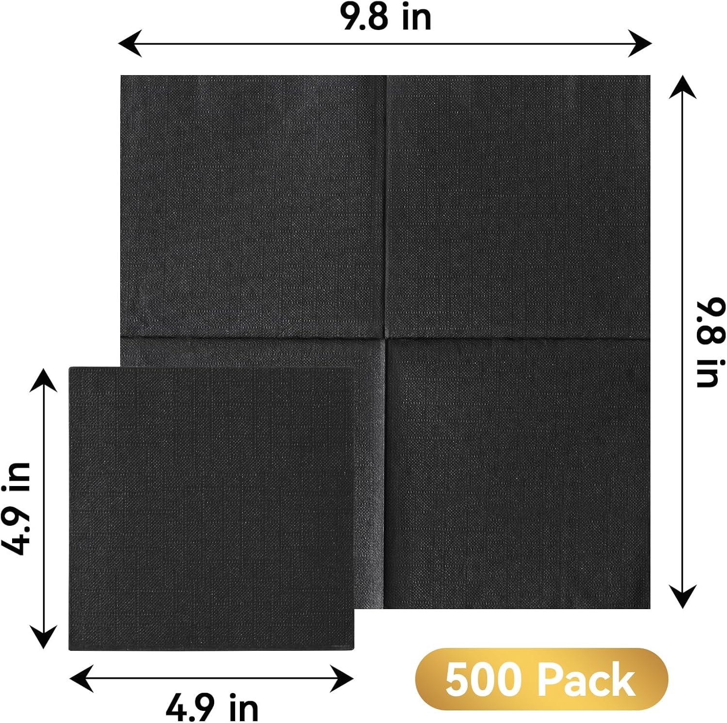 Vplus 500 Pack Black Cocktail Napkins 49x49 inch