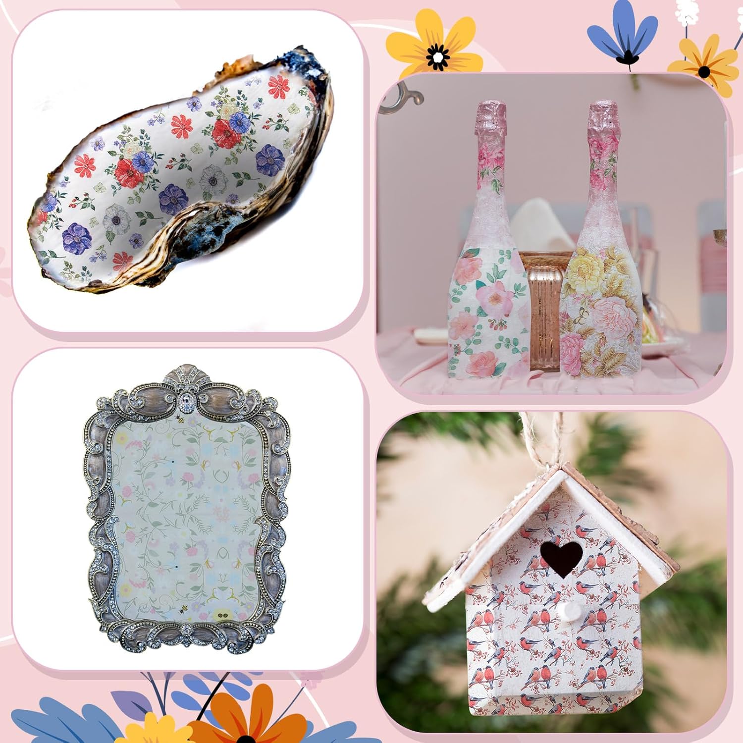 Crtiin 40 Pack Decoupage Napkins Assorted Floral