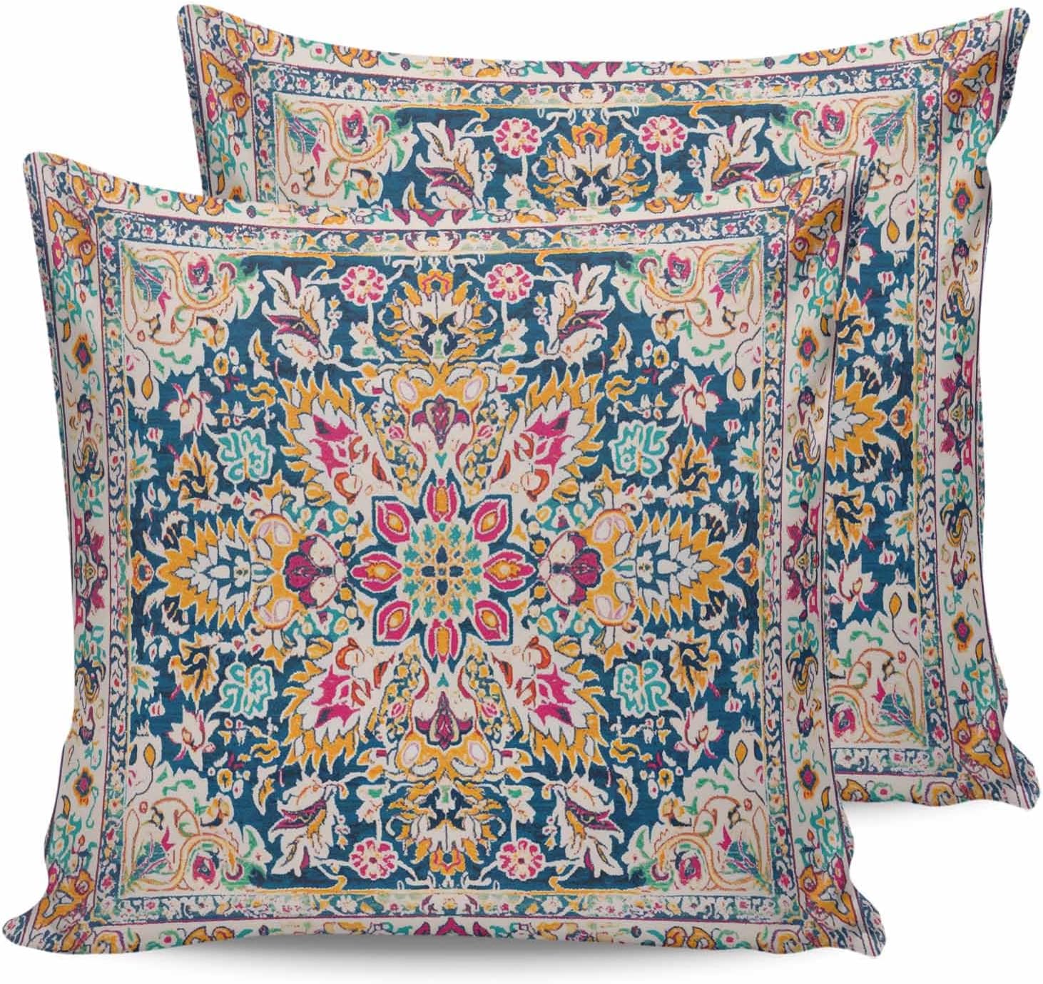 YOKOU Outdoor Waterproof Pillow Covers Floral Pattern Pack of 2
