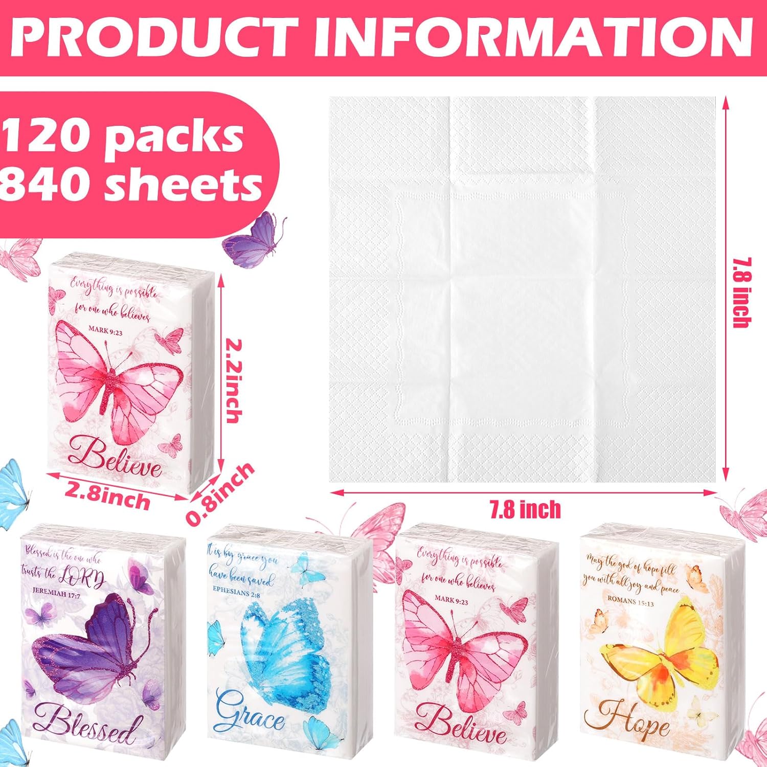 Seajan 120 Pack Christian Travel Tissues 3 Ply