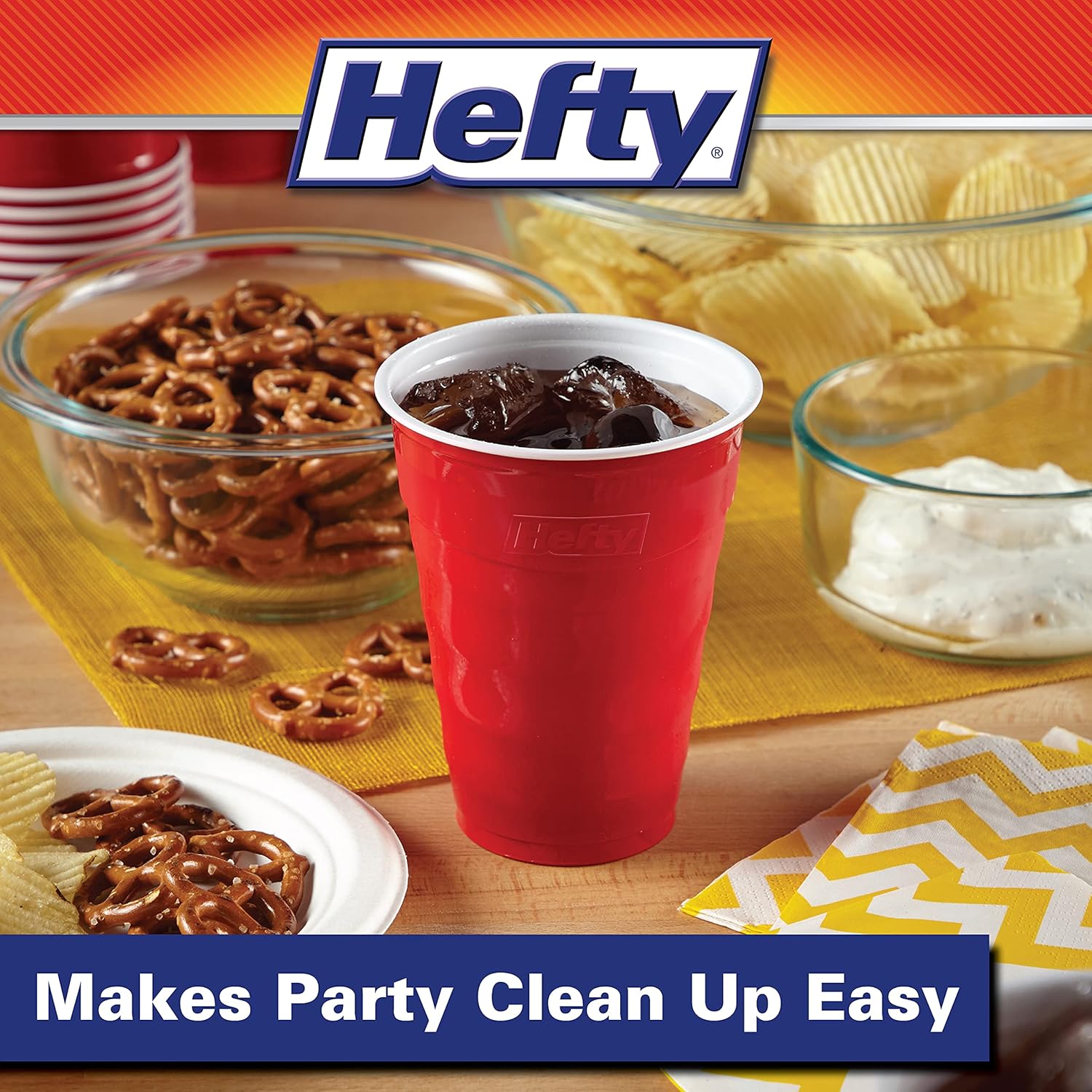 Hefty Party On Red Plastic Cups 50 Count 18 Ounce