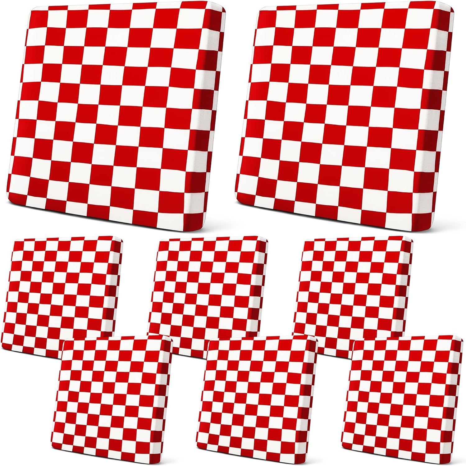 Newwiee 8 Piece Stretch Plaid Cushion Covers for Outdoor Use