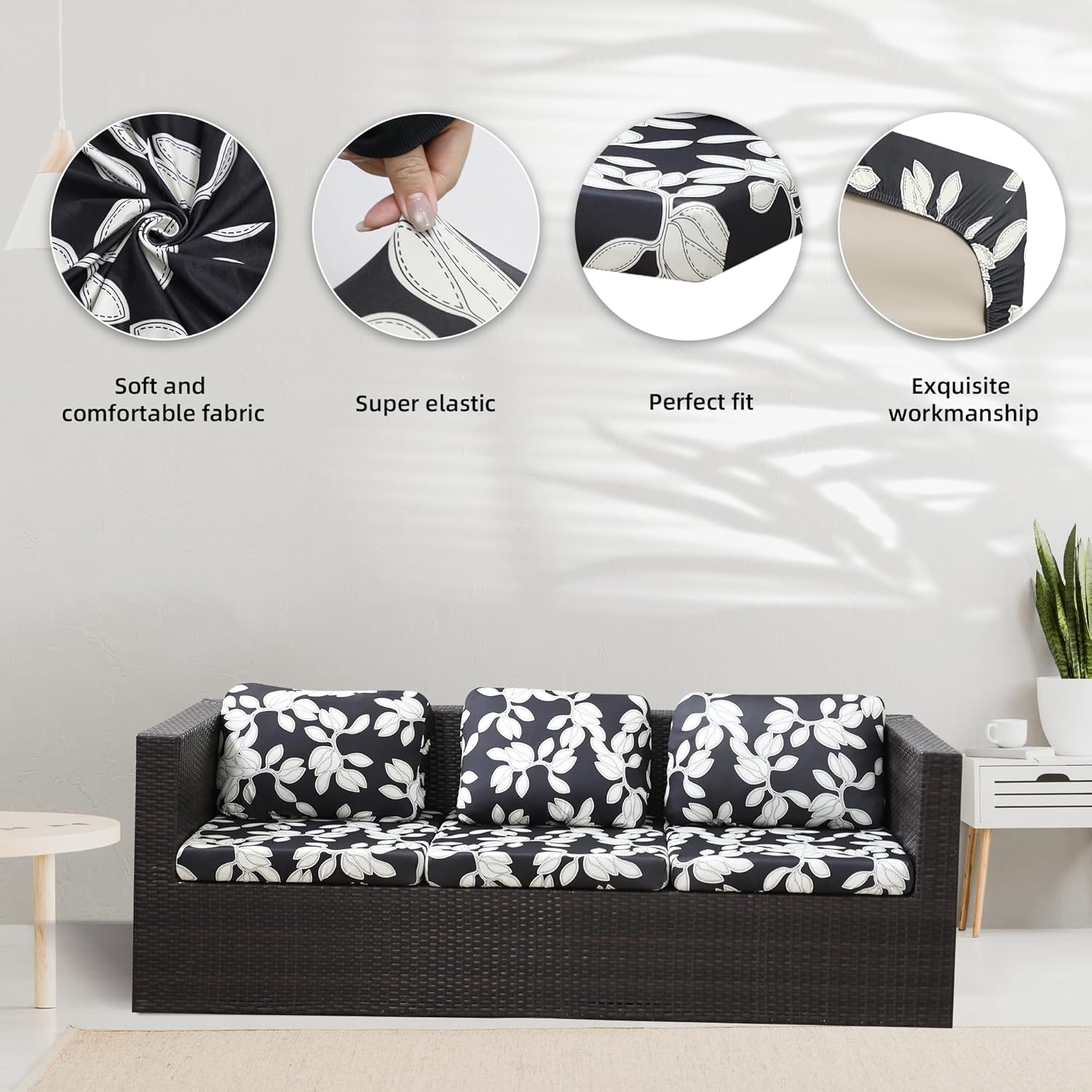 8Pcs Stretch Outdoor Cushion Covers for Patio Furniture