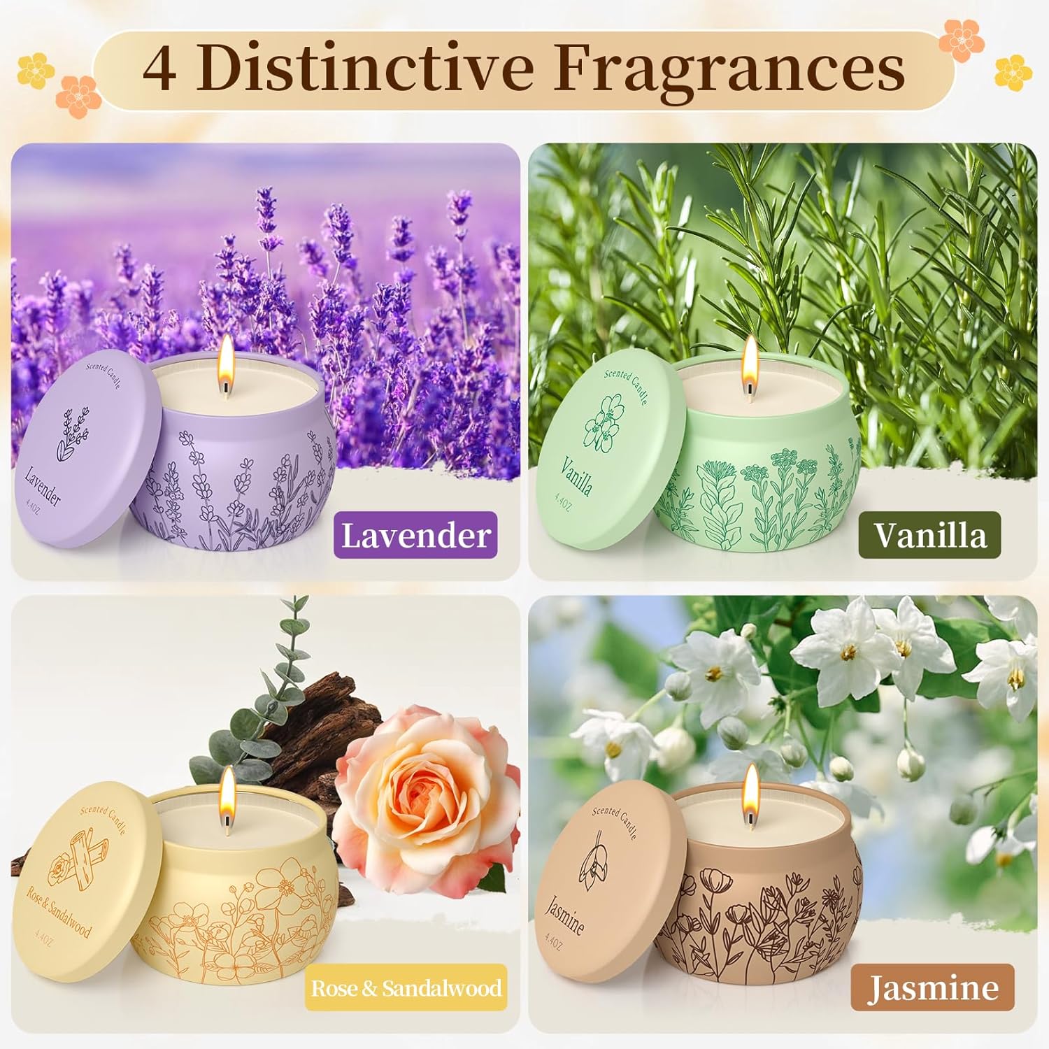 WarmEmbrace Scented Candle Set for Women 4 Pack