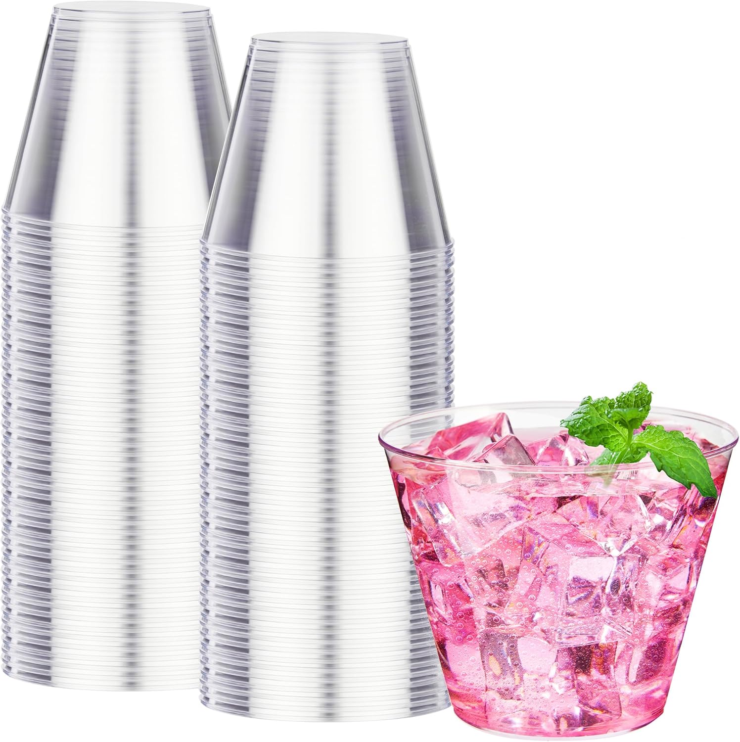 RACETOP 9 Oz Clear Plastic Cups 100 Pack