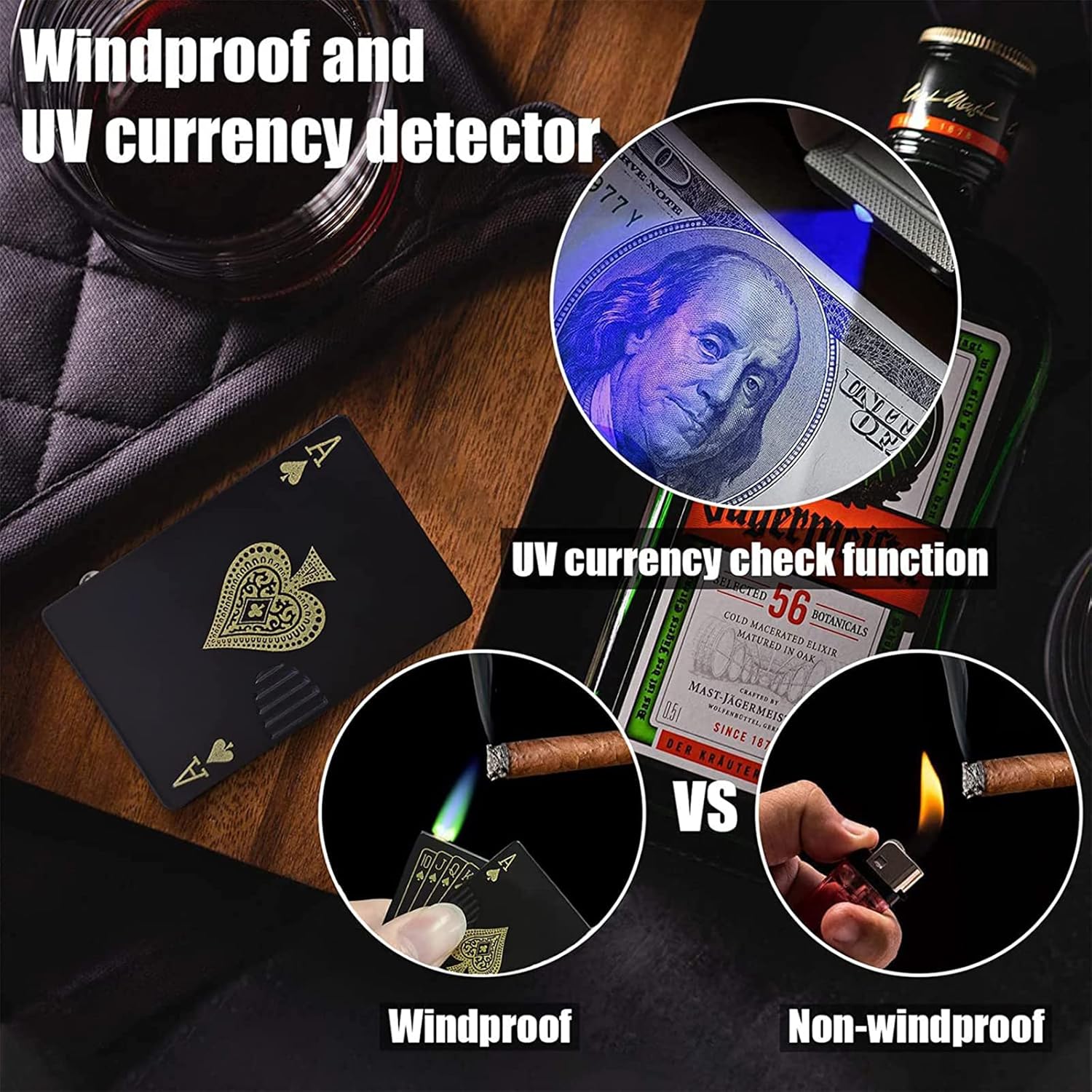 Jet Torch Lighter with Ace Card Design