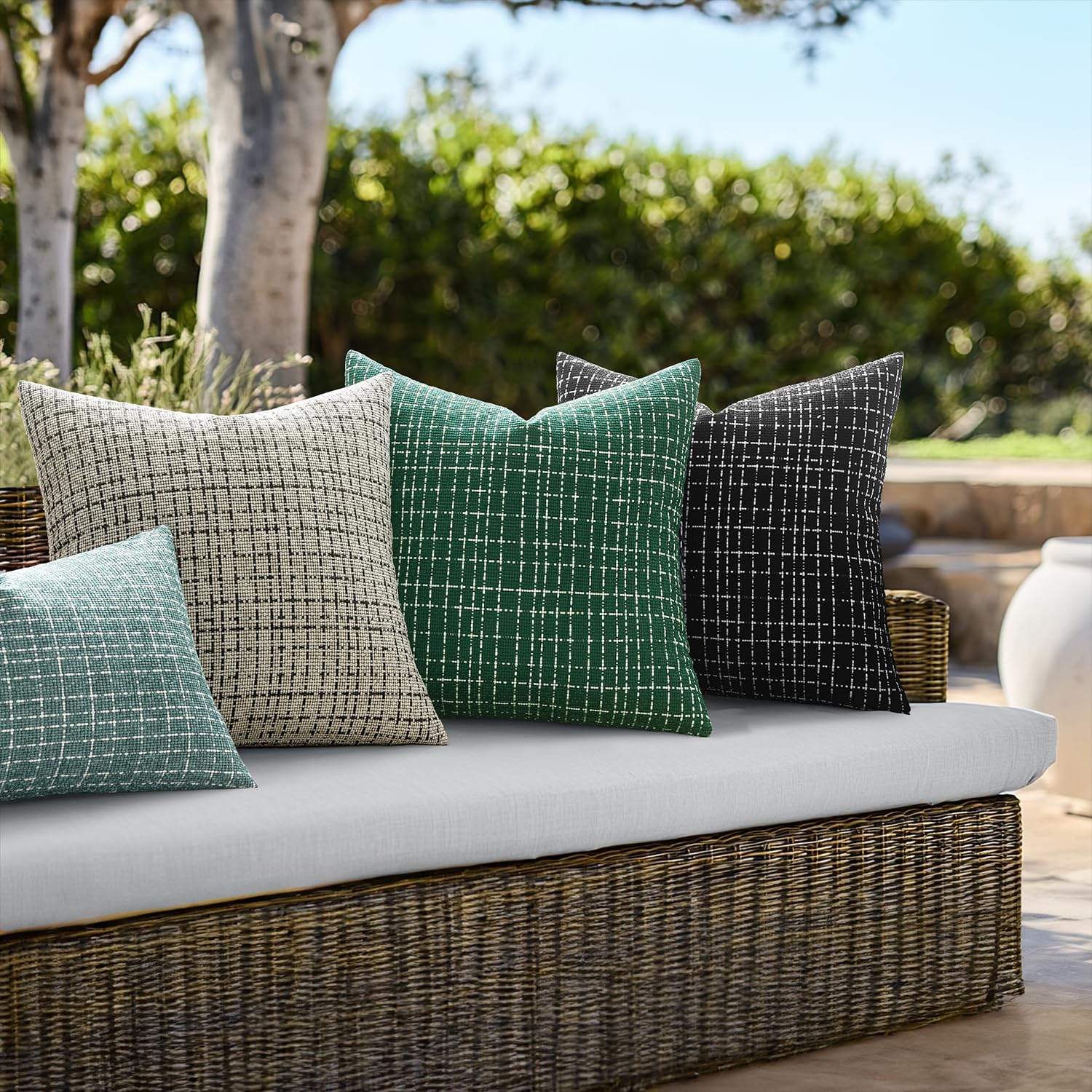 EMEMA Outdoor Waterproof Throw Pillow Covers Pack of 2 20x20 Inch