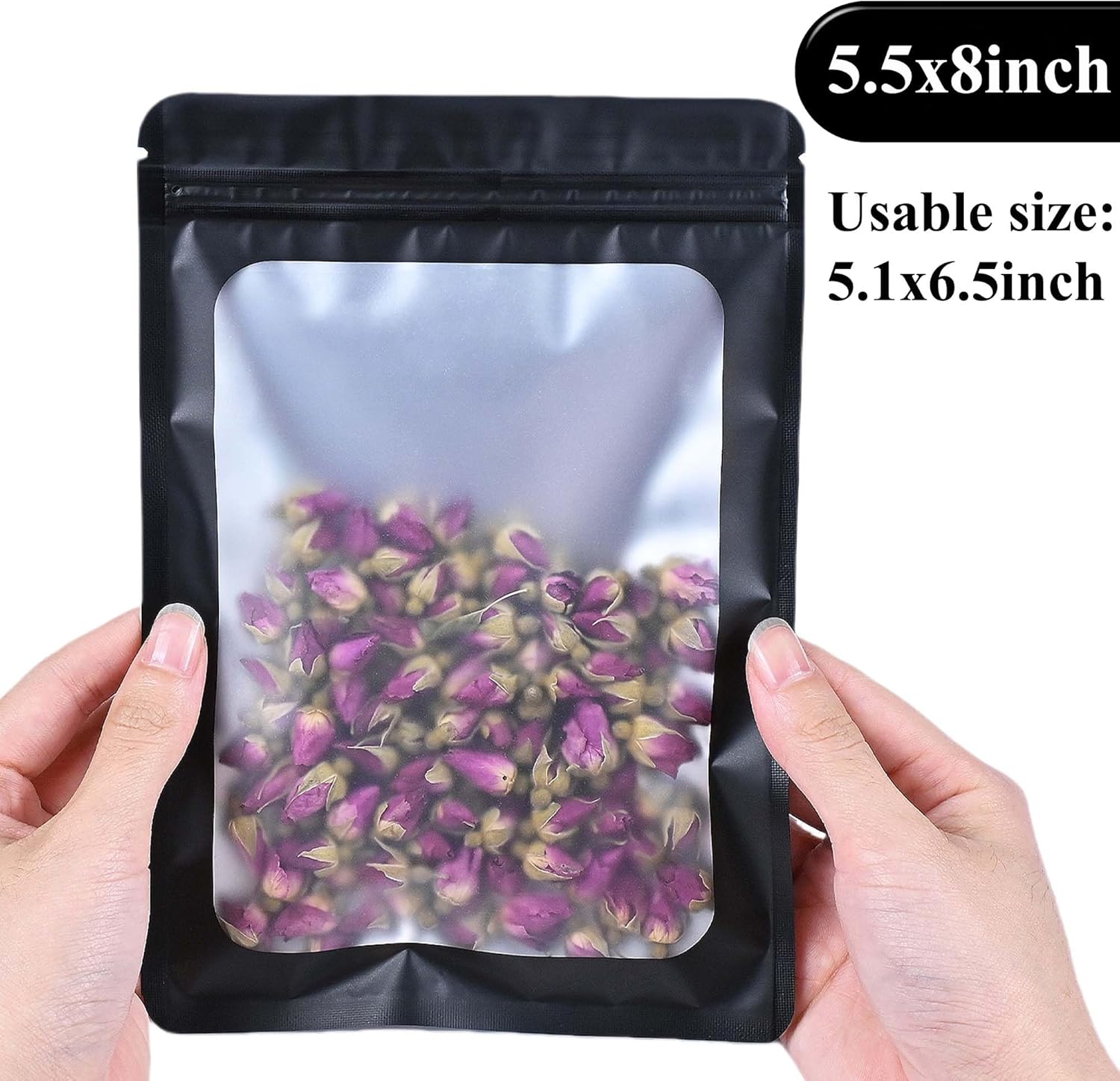 Resealable Mylar Pouch Pen Bags 100PCS Black 55 x 8 Inch