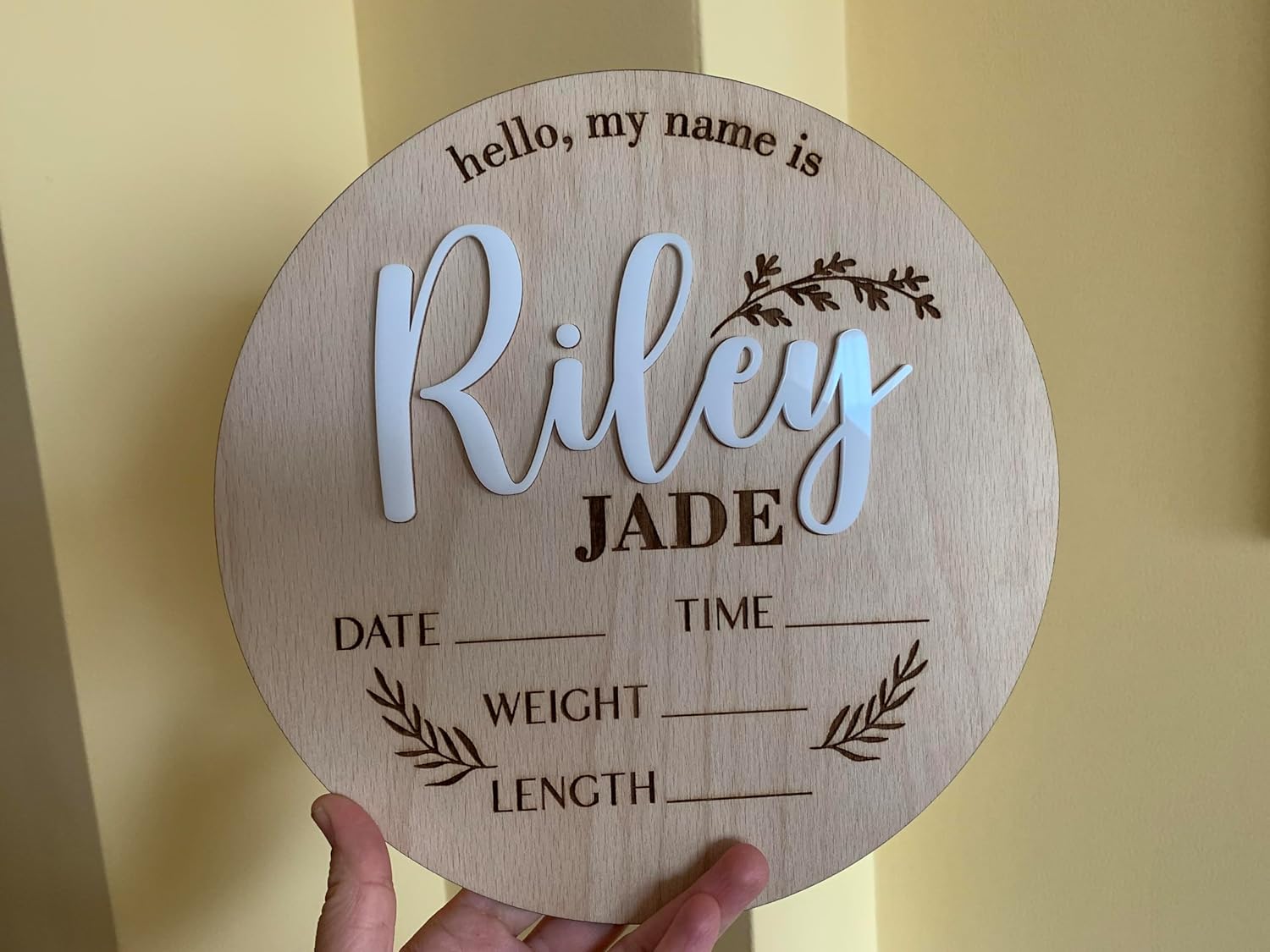 Custom Baby Name Sign with 3D Wood Plaque