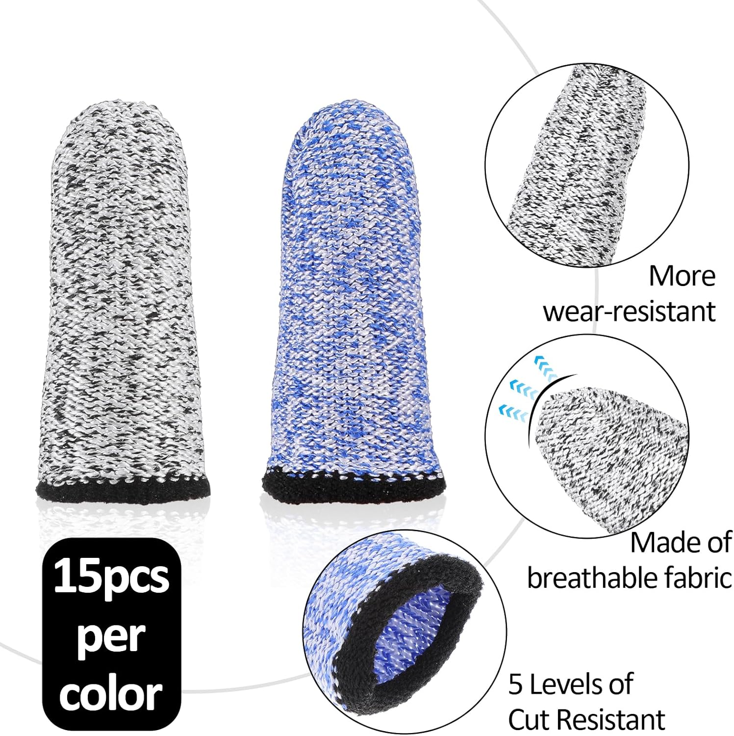 Sibba Cut Resistant Finger Cots 20Pcs Reusable Protector Gloves