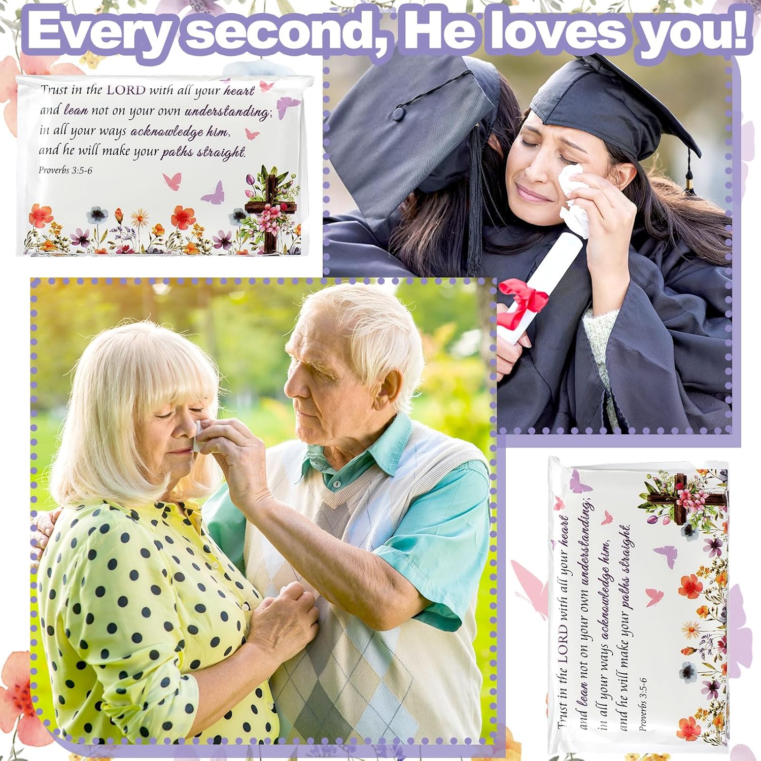 Sinmoe 60 Pack Inspirational Pocket Tissues