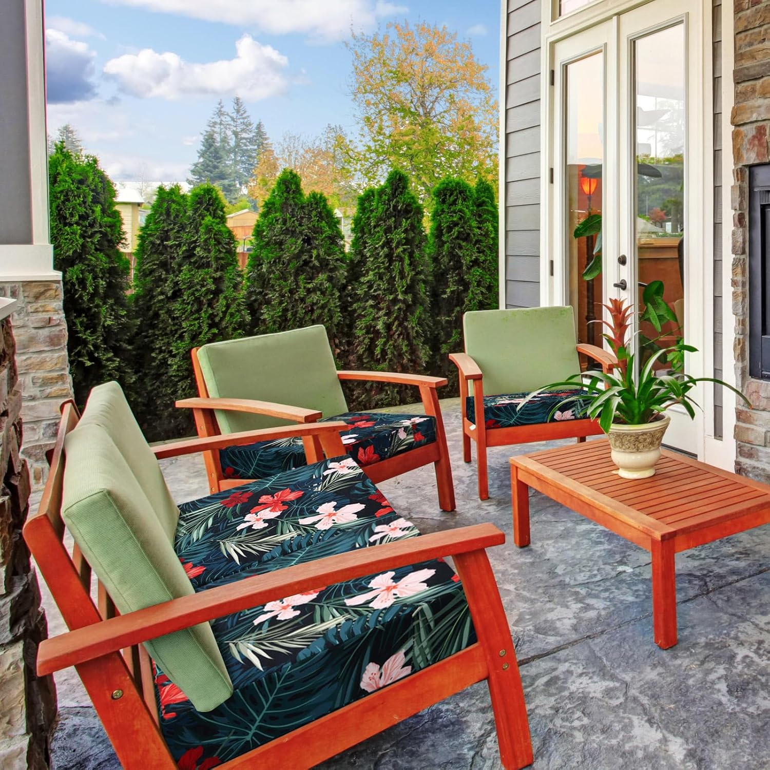 Panelee 6 Pcs Square Outdoor Cushion Covers with Ties