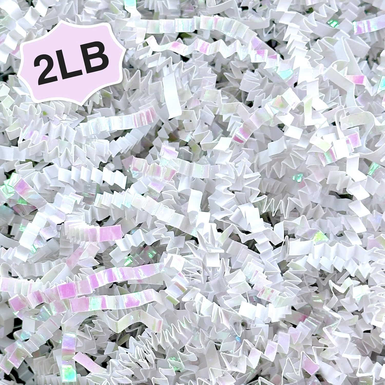 2LB Iridescent Crinkle Paper Shred for Gift Boxes and Baskets
