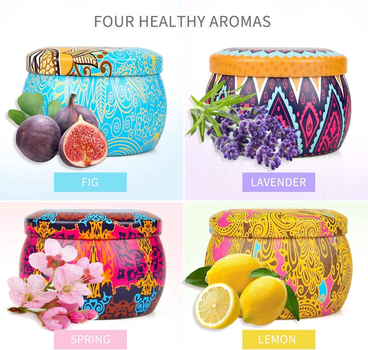 LKDJR Scented Candles Gift Set 4 Pack with 8 Essential Oil