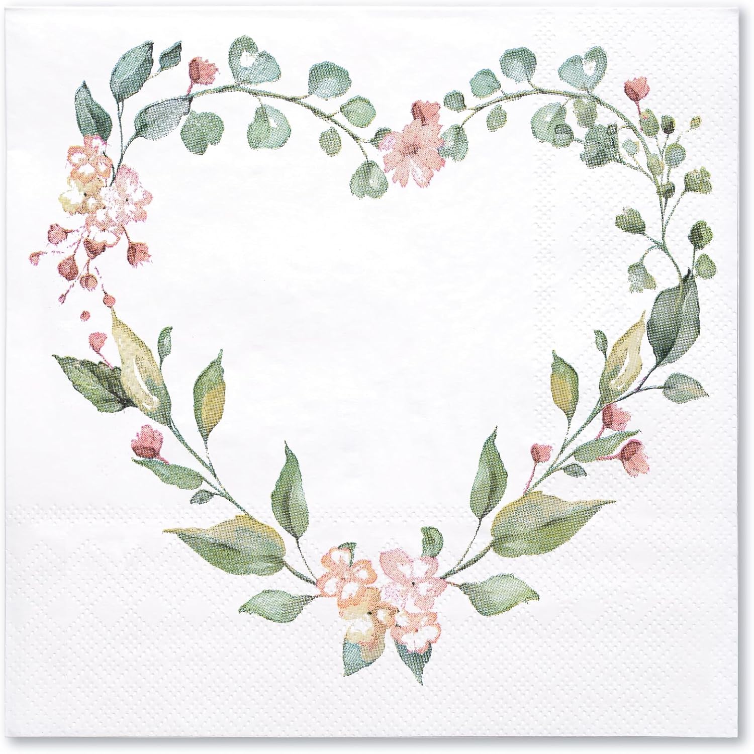 WRAPAHOLIC 50Pcs Floral Heart Napkins 65x65 In