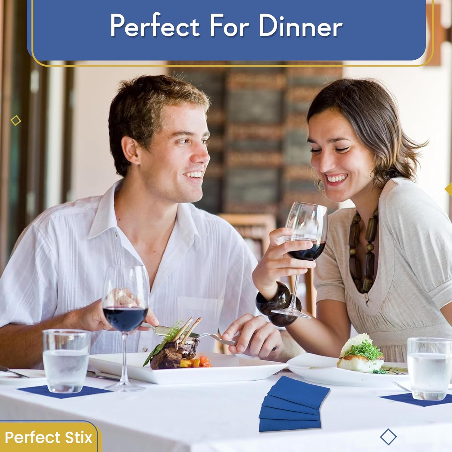 Perfect Stix 2 Ply Dinner Napkins Navy Blue 125CT